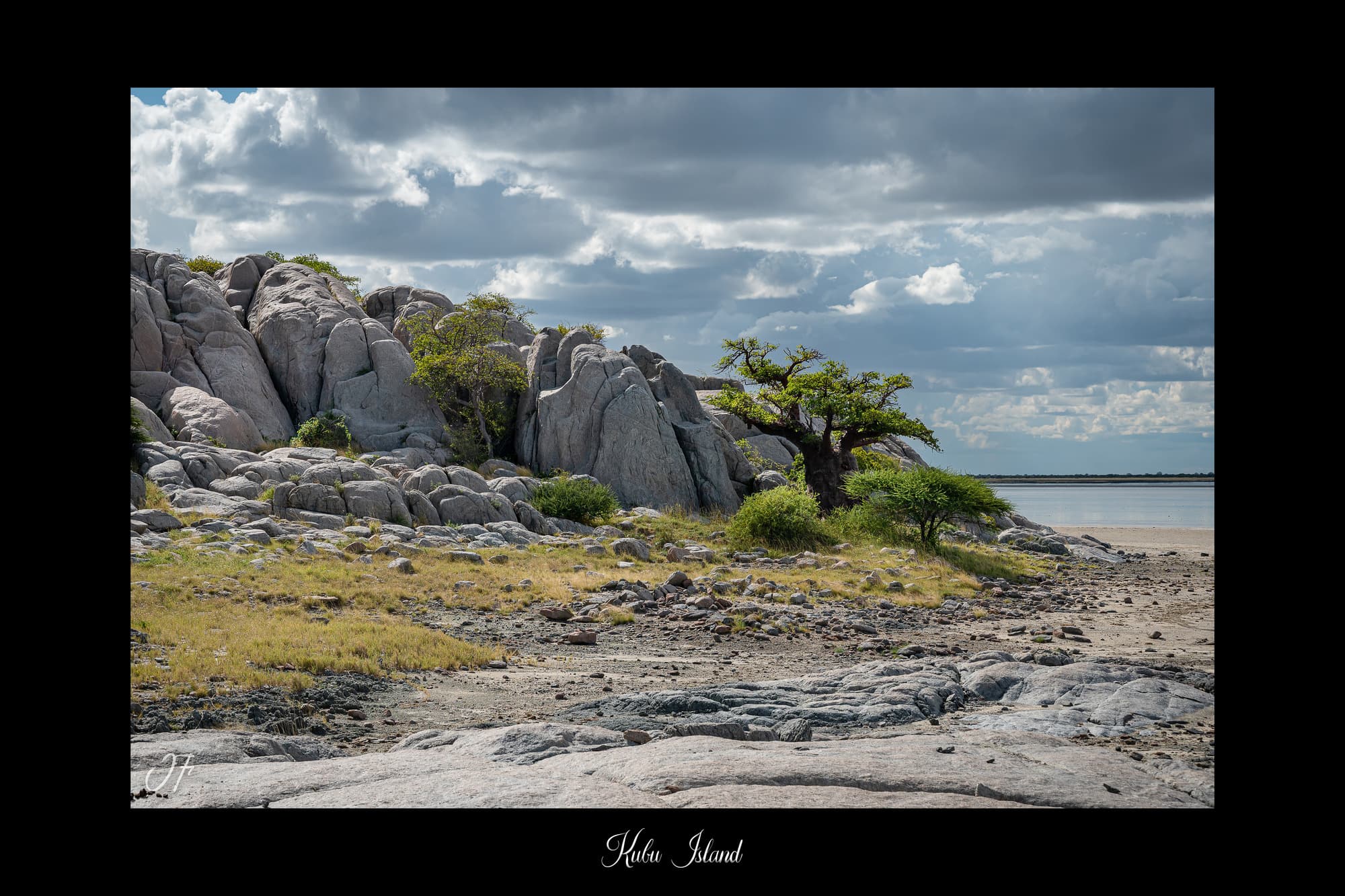 Poster Kubu Island - Botswana (Afrique Australe). Affiches Formats 30x40 cm, 40x60 cm, 50x70 cm. Impression sur Papier Photo. Décoration murale. Paysage. Animaux sauvages.