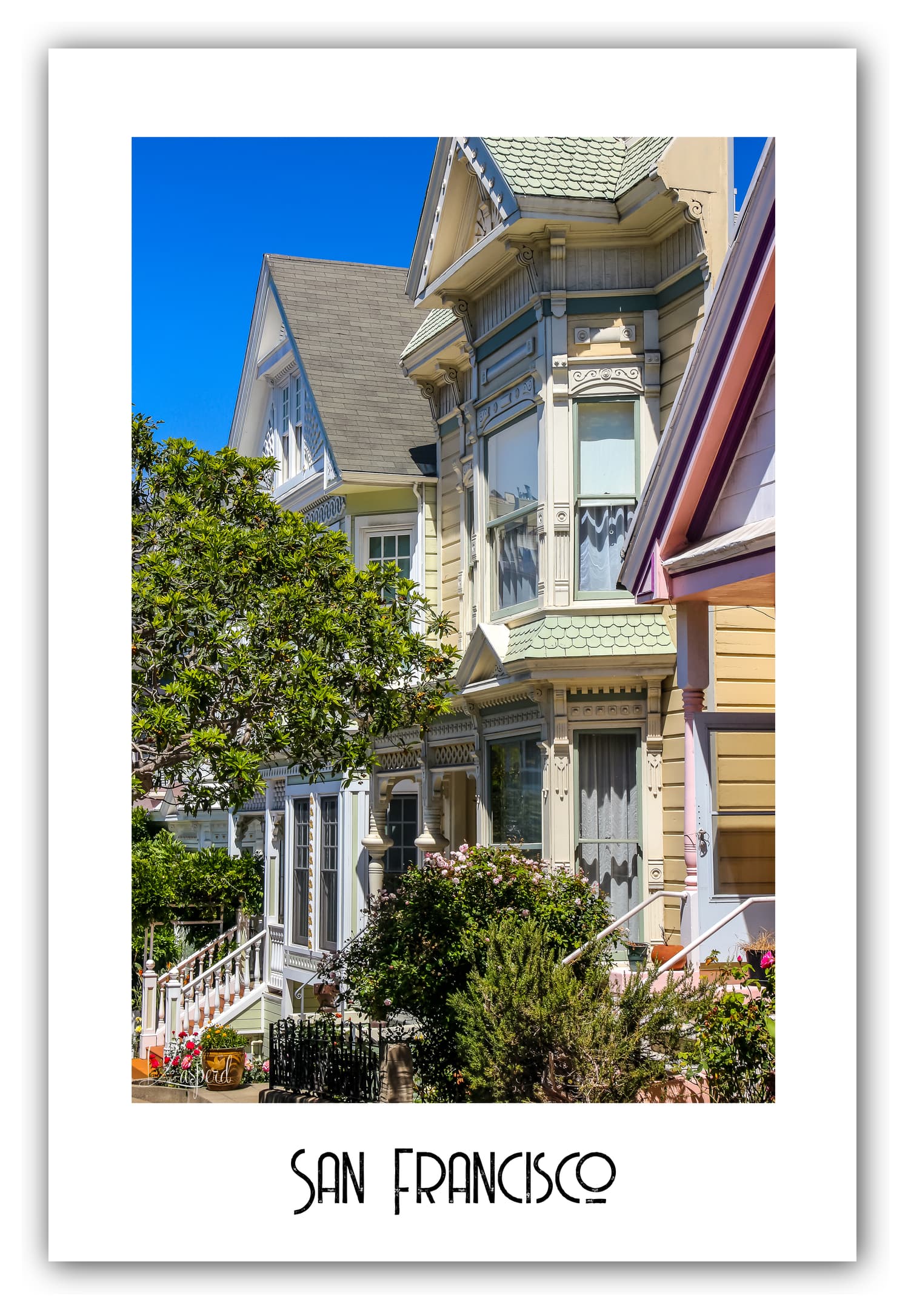 Poster San Francisco - Californie (États-Unis). Affiches Formats 30x40 cm, 40x60 cm ou 50x70 cm. Impression sur Papier Photo. Décoration murale. Architecture. Architecture Victorienne.