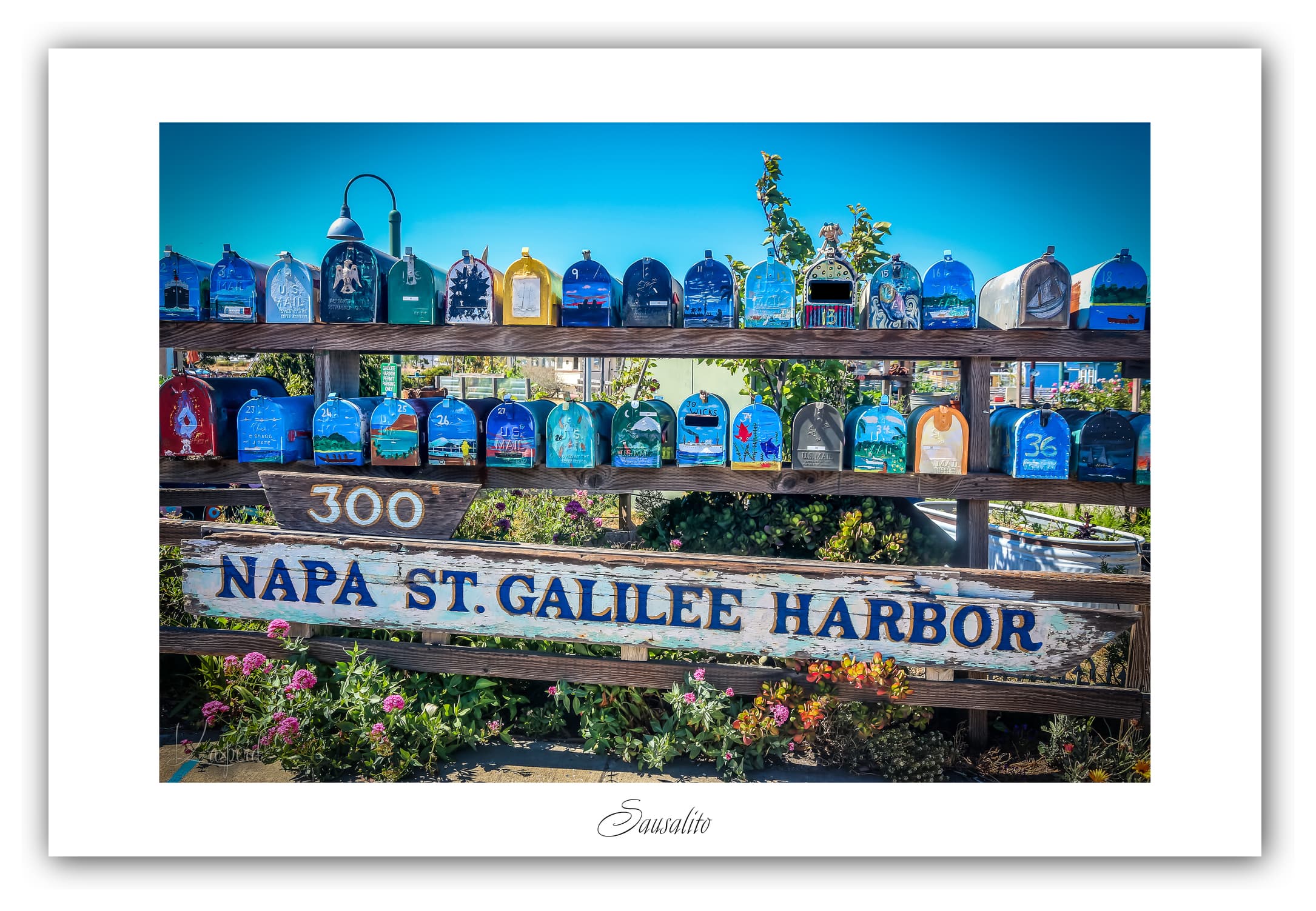 Poster Sausalito - Californie (États-Unis). Affiches Formats 30x40 cm, 40x60 cm ou 50x70 cm. Impression sur Papier Photo. Décoration murale. San Francisco.