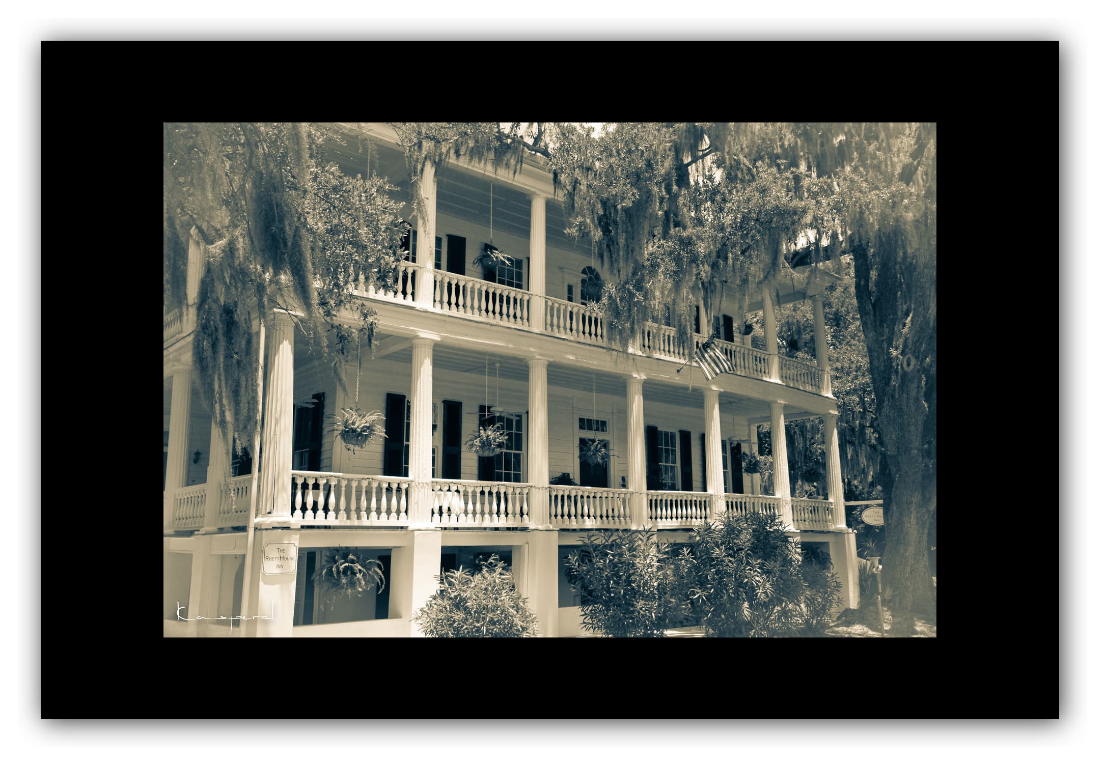 Poster Beaufort (Caroline du Sud - États-Unis). Affiches Formats 30x40 cm, 40x60 cm ou 50x70 cm. Impression sur Papier Photo. Décoration murale. Architecture. Vintage. Noir et Blanc. USA.