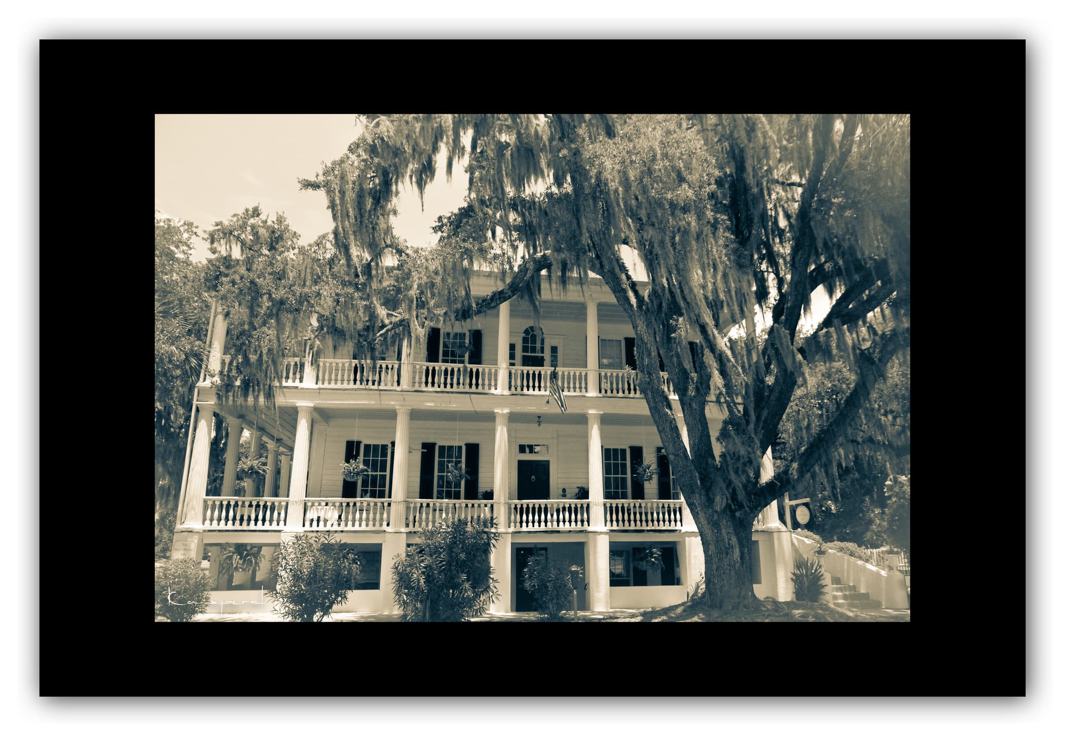 Poster Beaufort (Caroline du Sud - États-Unis). Affiches Formats 30x40 cm, 40x60 cm ou 50x70 cm. Impression sur Papier Photo. Décoration murale. Architecture. Vintage. Noir et Blanc. USA.
