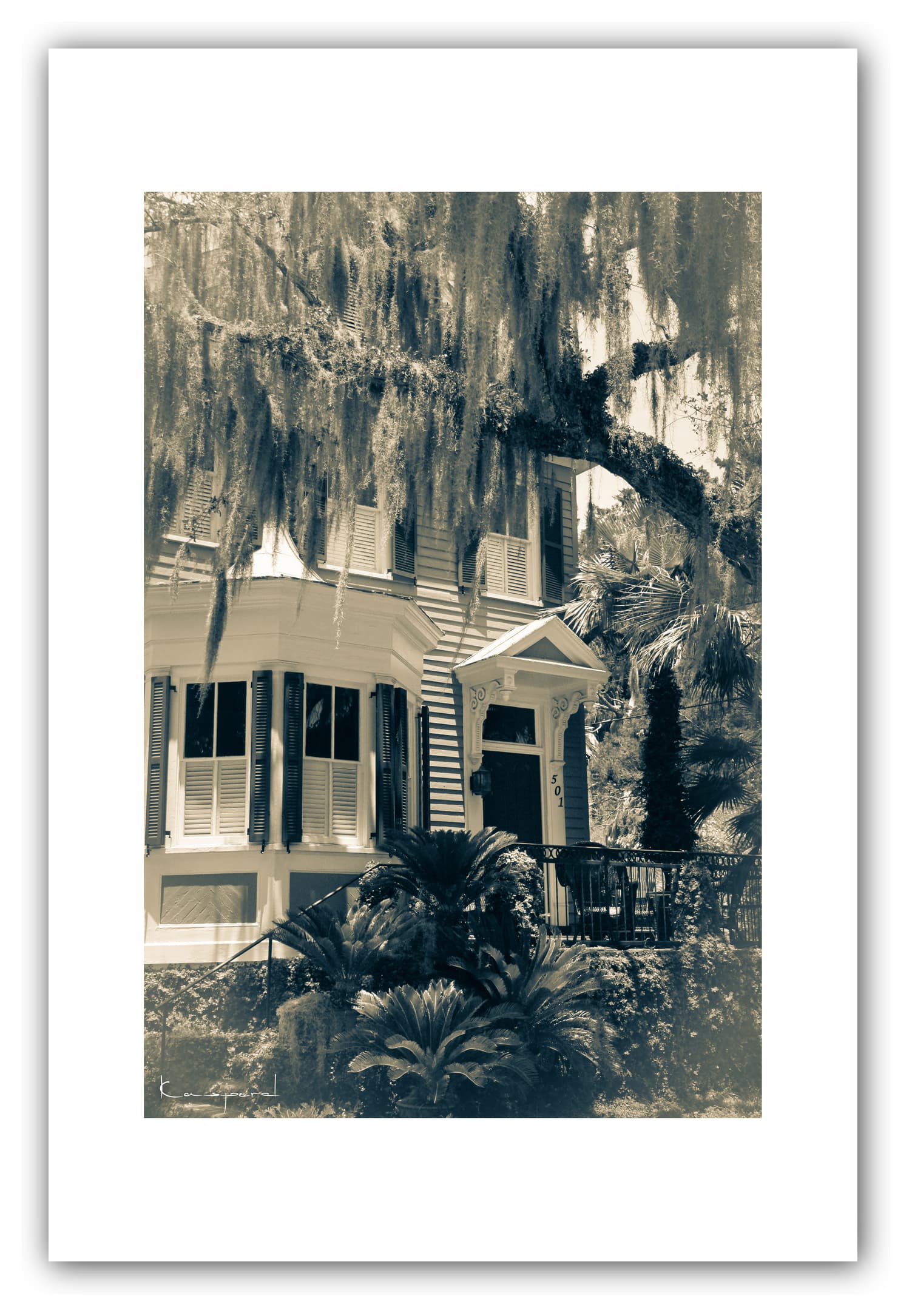Poster Beaufort (Caroline du Sud - États-Unis). Affiches Formats 30x40 cm, 40x60 cm ou 50x70 cm. Impression sur Papier Photo. Décoration murale. Architecture. Vintage. Noir et Blanc. USA.