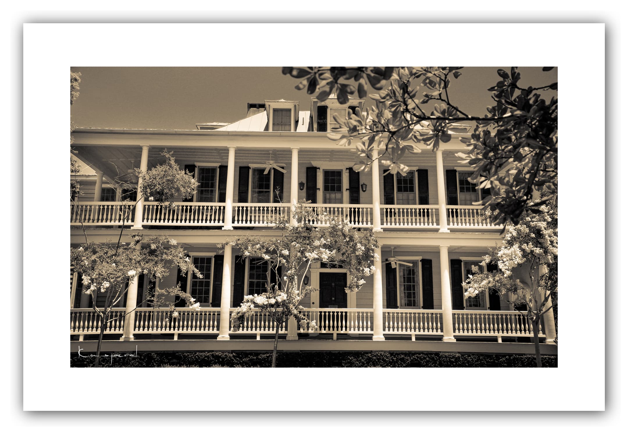Poster Beaufort (Caroline du Sud - États-Unis). Affiches Formats 30x40 cm, 40x60 cm ou 50x70 cm. Impression sur Papier Photo. Décoration murale. Architecture. Vintage. Noir et Blanc. USA.