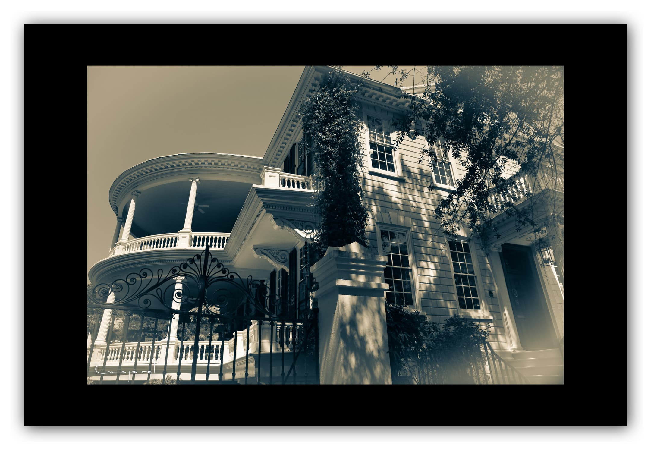 Poster Charleston (Caroline du Sud - États-Unis). Affiches Formats 30x40 cm, 40x60 cm ou 50x70 cm. Impression sur Papier Photo. Décoration murale. Architecture. Vintage. Noir et Blanc. USA.