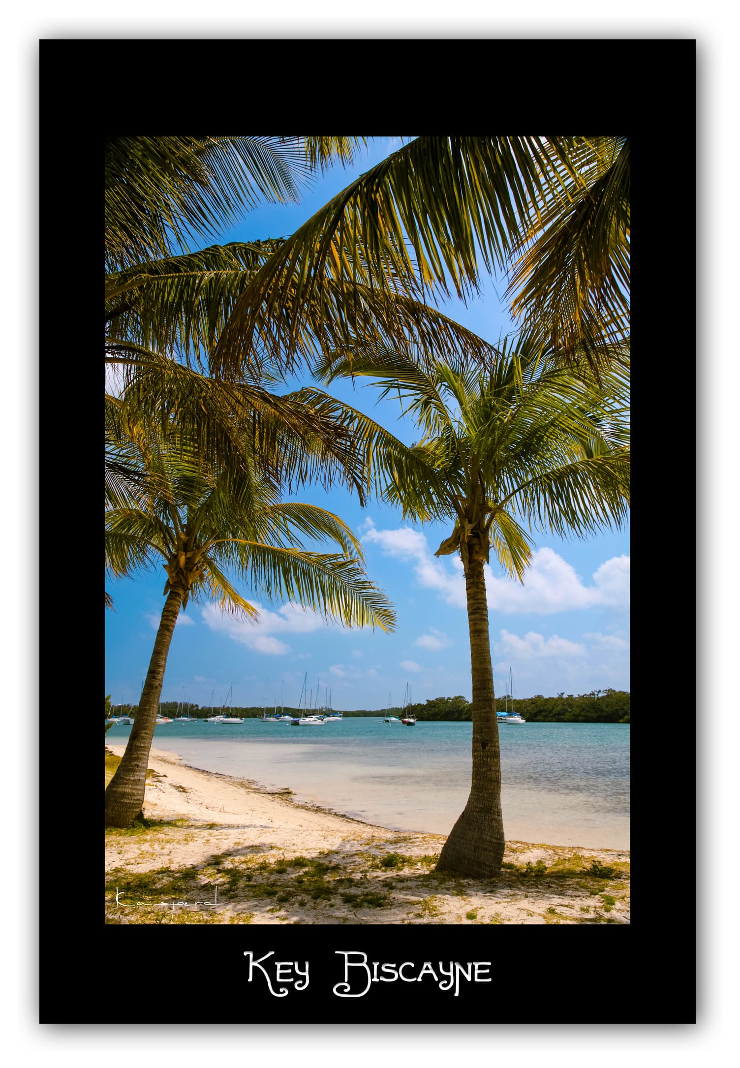 Poster Key Biscayne - Floride (États-Unis). Affiches Formats 30x40 cm, 40x60 cm ou 50x70cm. Impression sur Papier Photo. Décoration murale. Ville. Paysage. Coucher de Soleil. Sunrise. Mer.