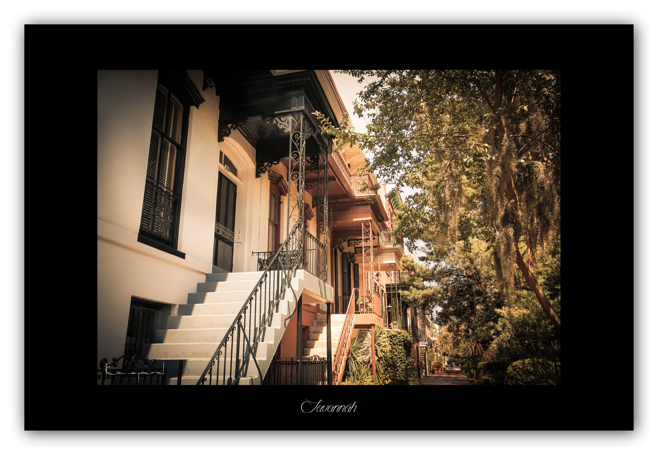 Poster Savannah (Georgie - États-Unis). Affiches Formats 30x40 cm, 40x60 cm ou 50x70 cm. Impression sur Papier Photo. Décoration murale. Architecture. Vintage. USA.