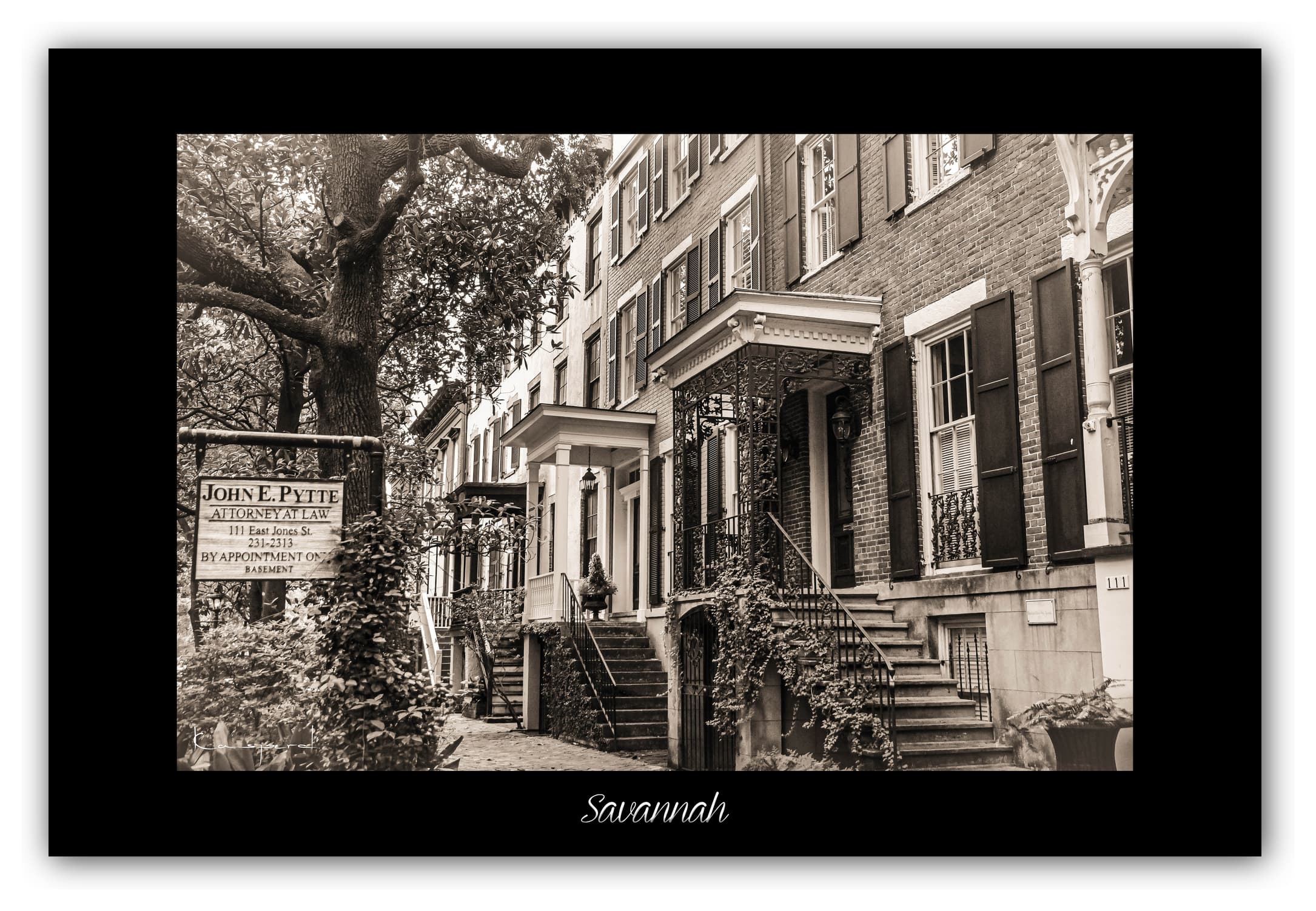 Poster Savannah (Georgie - États-Unis). Affiches Formats 30x40 cm, 40x60 cm ou 50x70 cm. Impression sur Papier Photo. Décoration murale. Architecture. Vintage. USA.