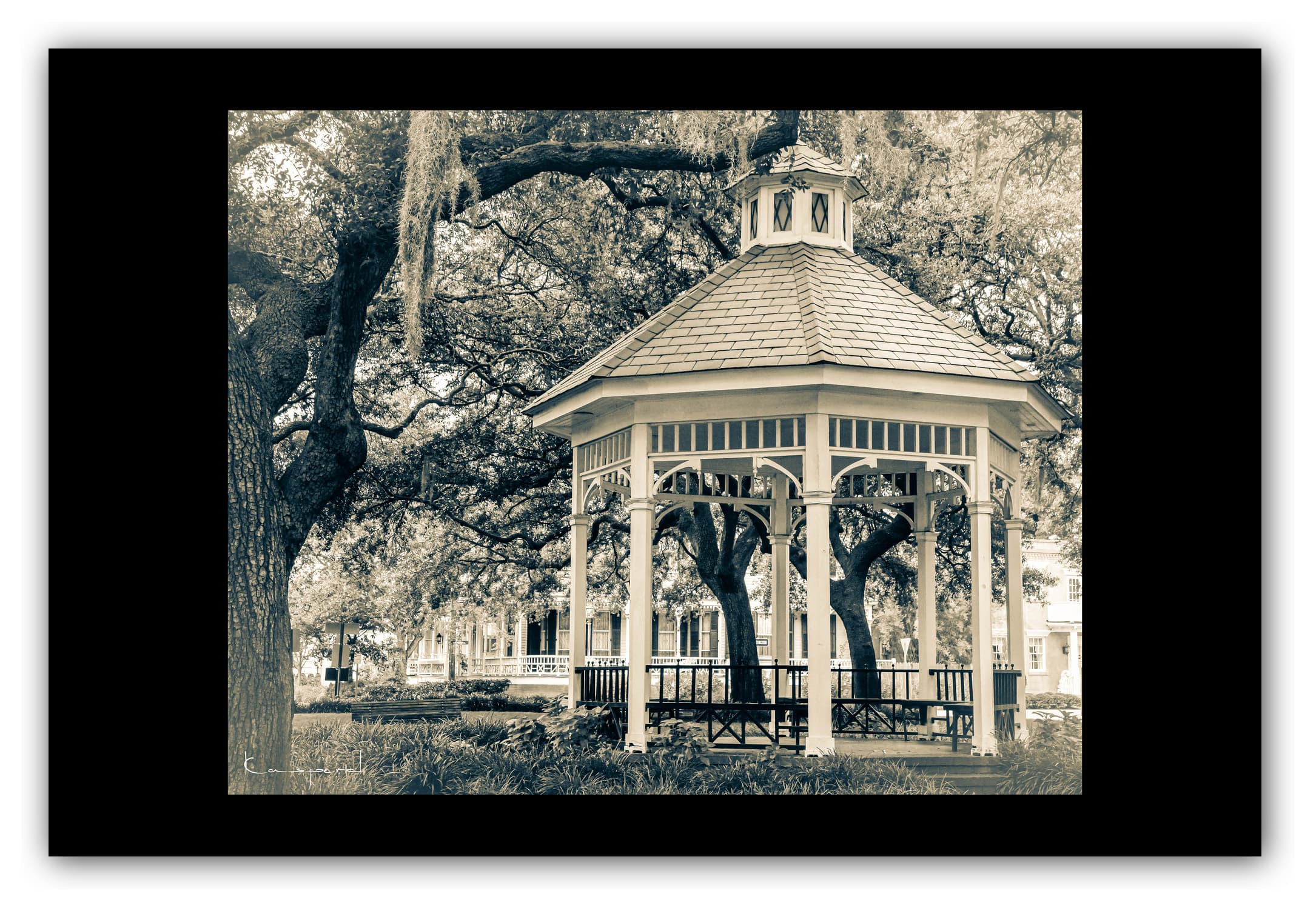 Poster Savannah (Georgie - États-Unis). Affiches Formats 30x40 cm, 40x60 cm ou 50x70 cm. Impression sur Papier Photo. Décoration murale. Architecture. Vintage. Noir et Blanc. USA.