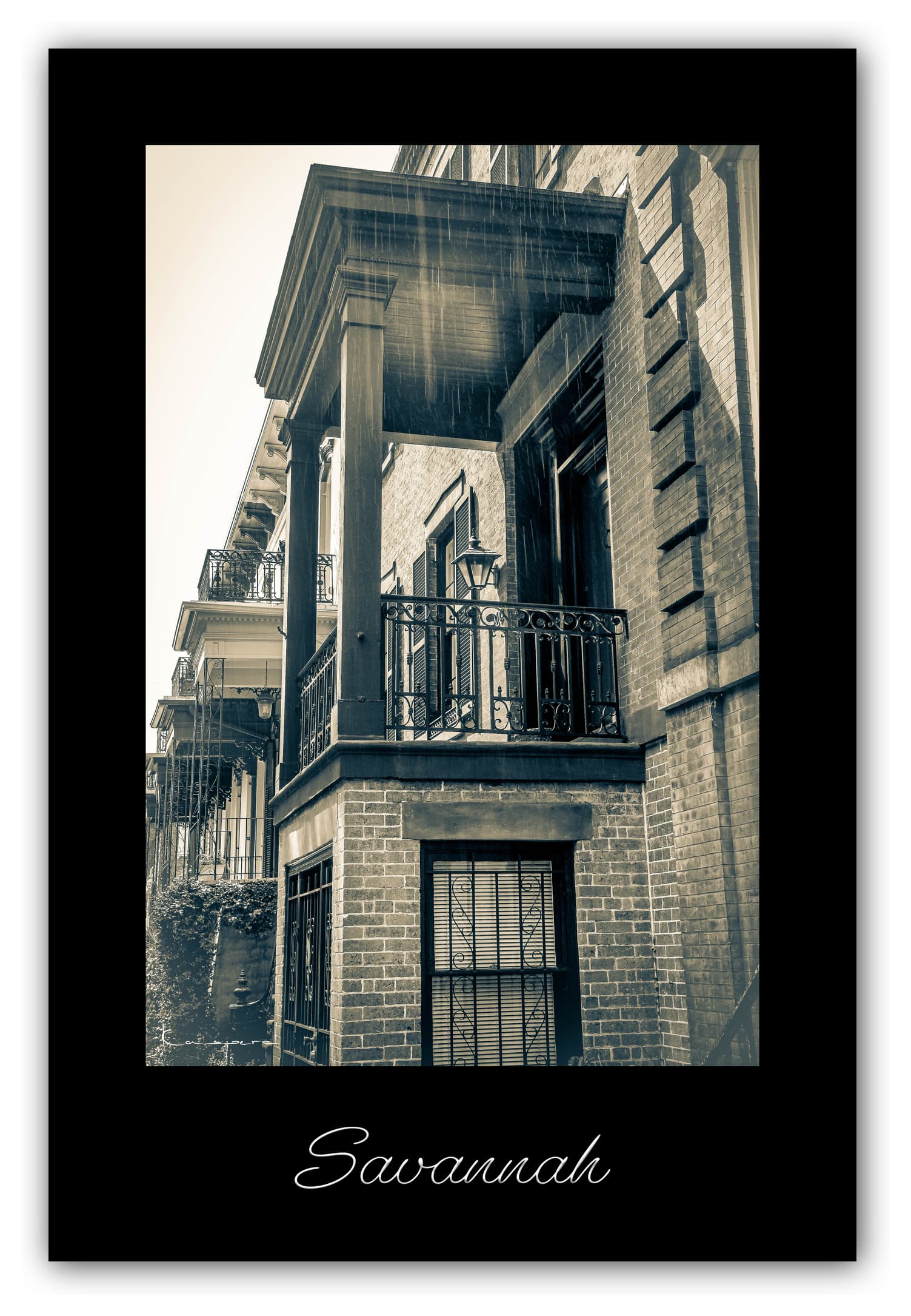 Poster Savannah (Georgie - États-Unis). Affiches Formats 30x40 cm, 40x60 cm ou 50x70 cm. Impression sur Papier Photo. Décoration murale. Architecture. Vintage. Noir et Blanc. USA.