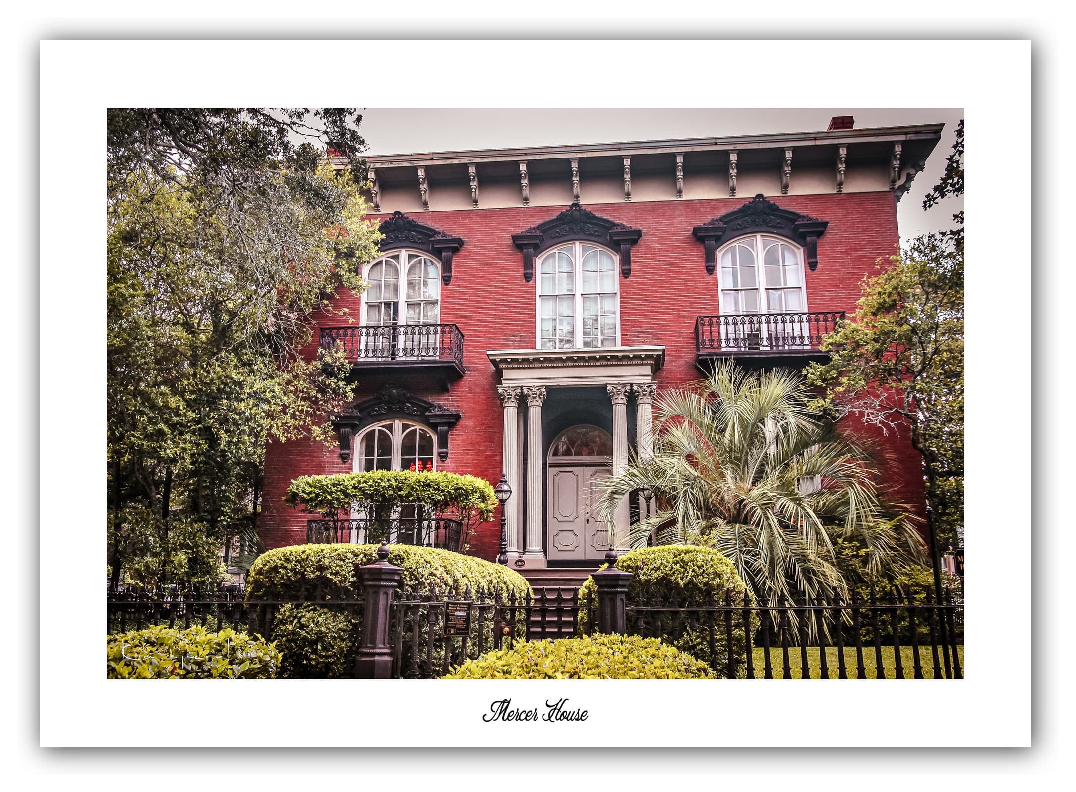 Poster Mercer House (Georgie - États-Unis). Affiches Formats 30x40 cm, 40x60 cm ou 50x70 cm. Impression sur Papier Photo. Décoration murale. Architecture. USA.