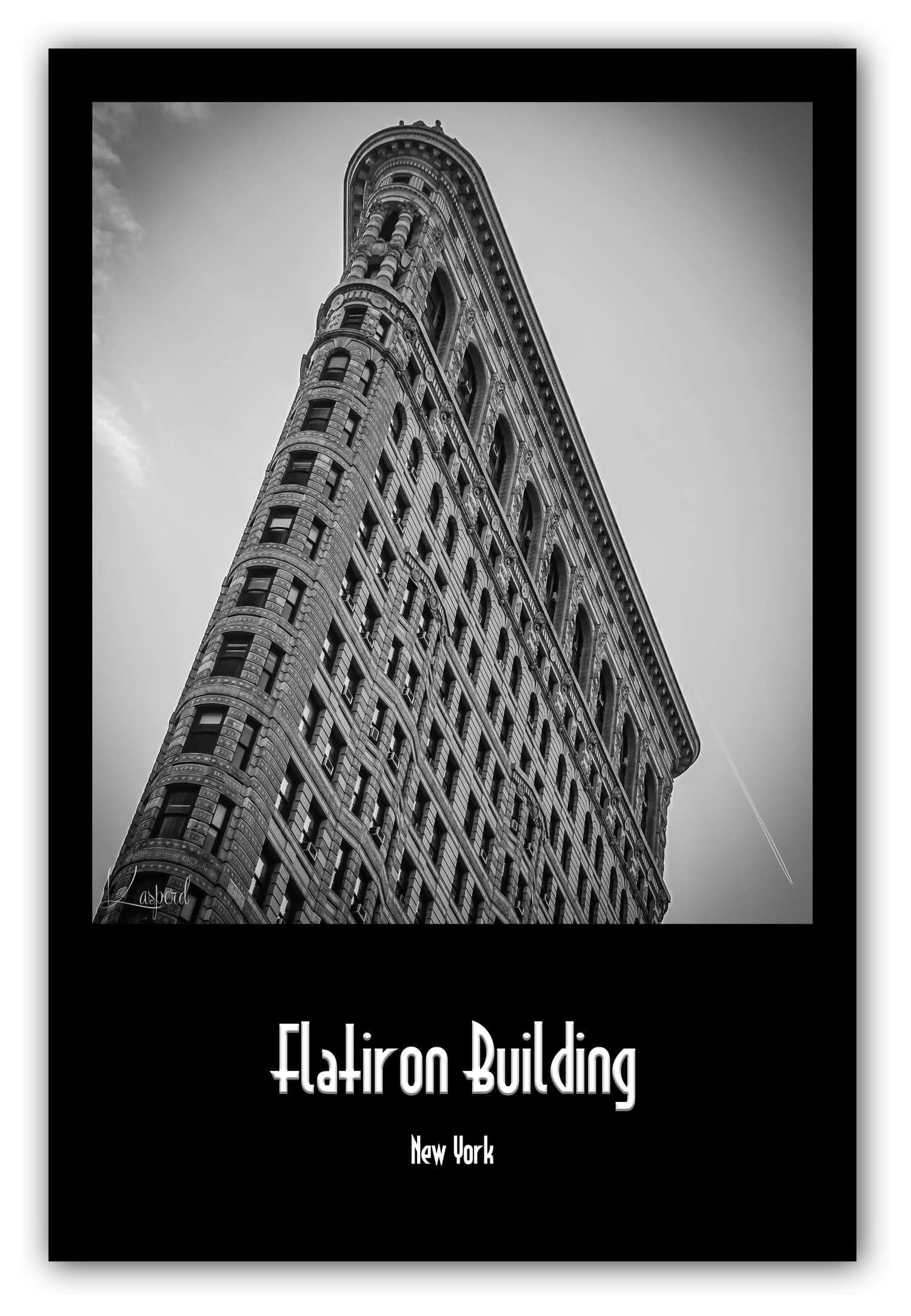 Poster Flatiron Building - New York (États-Unis). Affiches formats 30x40 cm, 40x60 cm ou 50x70 cm. Impression sur Papier Photo. Décoration murale. Architecture. Noir et Blanc.