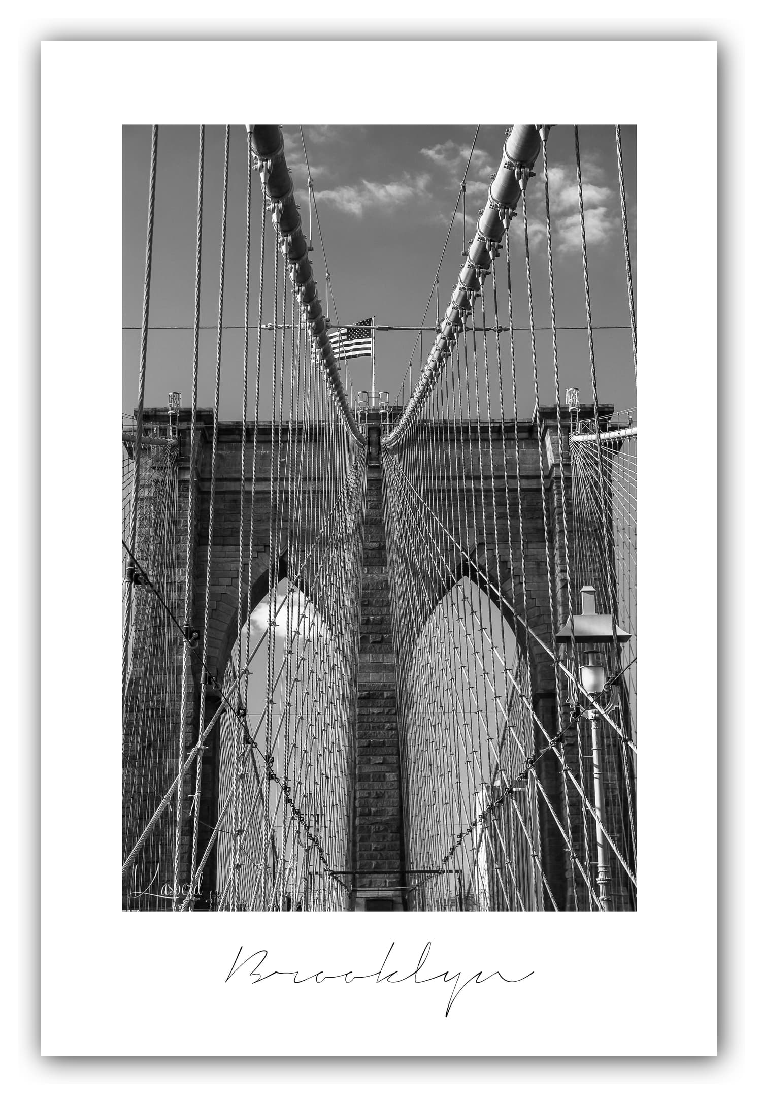 Générique Poster Brooklyn Bridge - New York (Etats-Unis). Affiches Formats 30x40 cm, 40x60 cm ou 50x70 cm. Impression sur Papier Photo. Décoration murale. Architecture. Noir et Blanc.