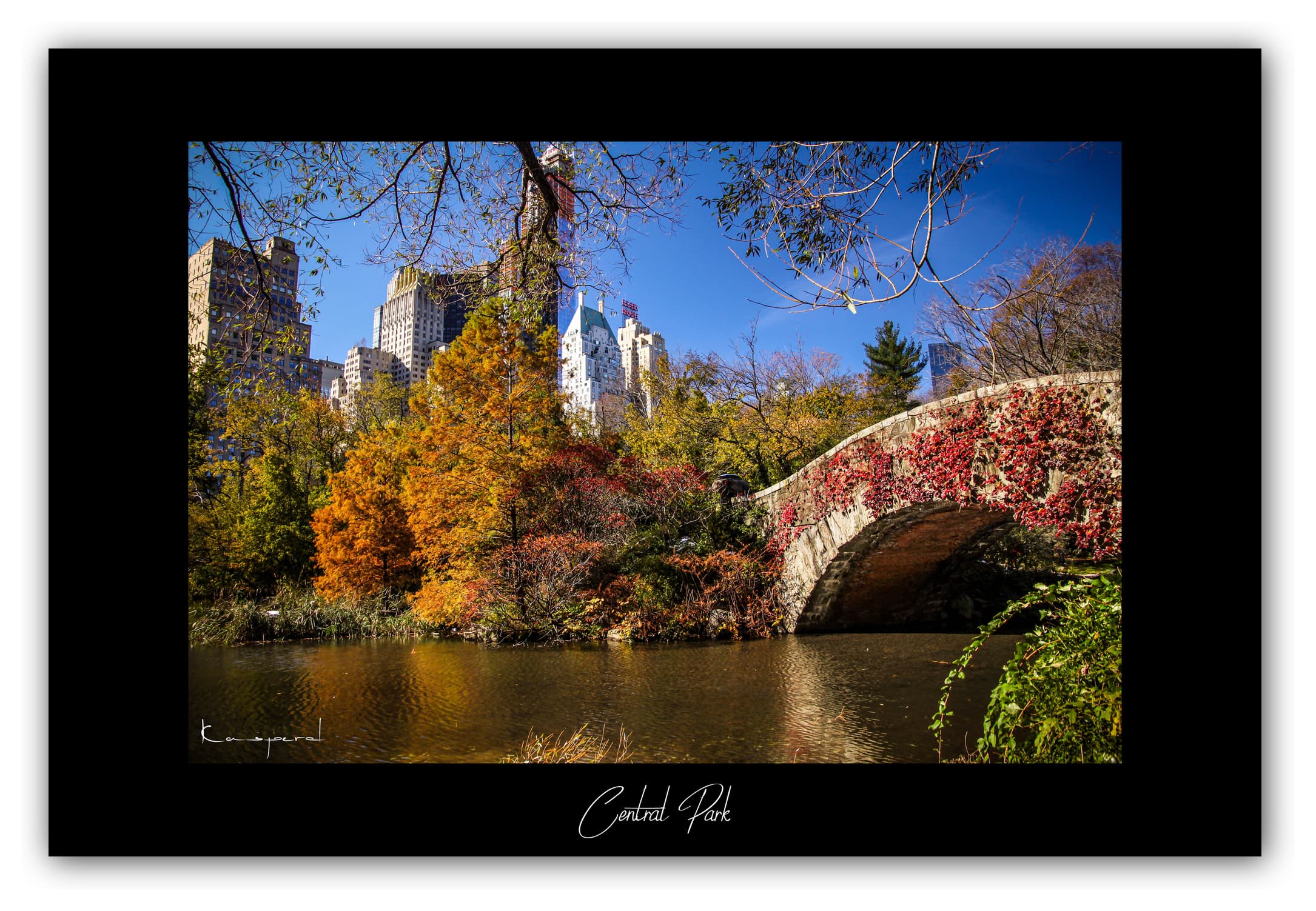 Poster Central Park (New York - États-Unis). Affiches Formats 30x40 cm, 40x60 cm ou 50x70 cm. Impression sur Papier Photo. Décoration murale. Architecture. USA. Manhattan.