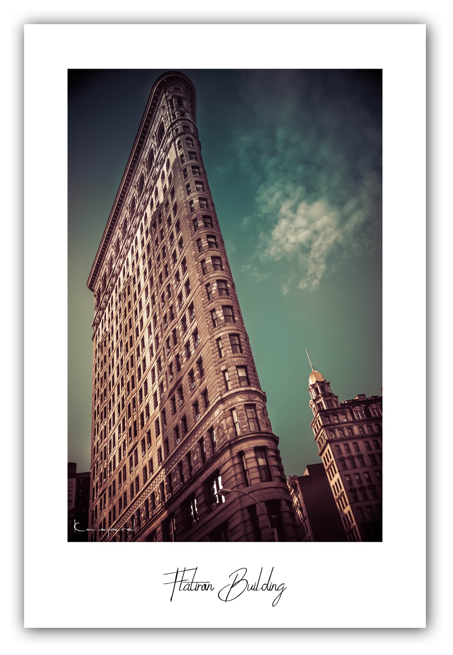 Poster Flatiron Building (New York - États-Unis). Affiches Formats 30x40 cm, 40x60 cm ou 50x70 cm. Impression sur Papier Photo. Décoration murale. Architecture. Vintage. Manhattan. USA.