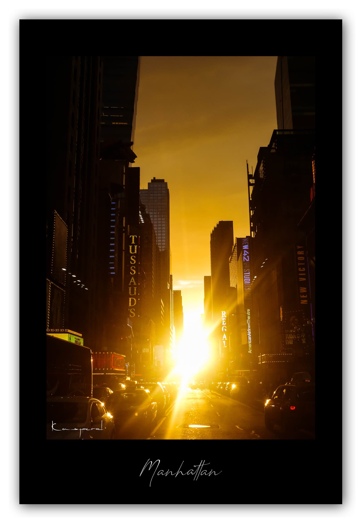 Poster Manhattanhenge (New York - États-Unis). Affiches Formats 30x40 cm, 40x60 cm ou 50x70 cm. Impression sur Papier Photo. Décoration murale. Architecture. Vintage. Manhattan. USA.