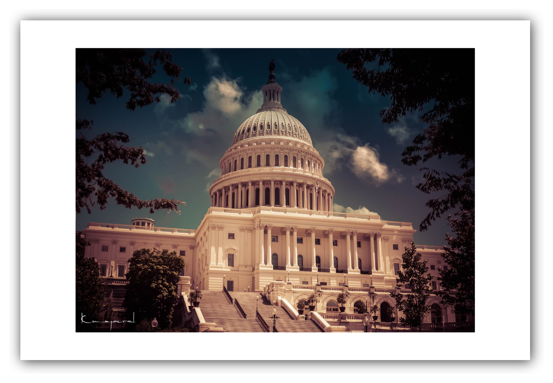 Poster United States Capitole (Washington - États-Unis). Affiches Formats 30x40 cm, 40x60 cm ou 50x70 cm. Impression sur Papier Photo. Décoration murale. Architecture. Statue.