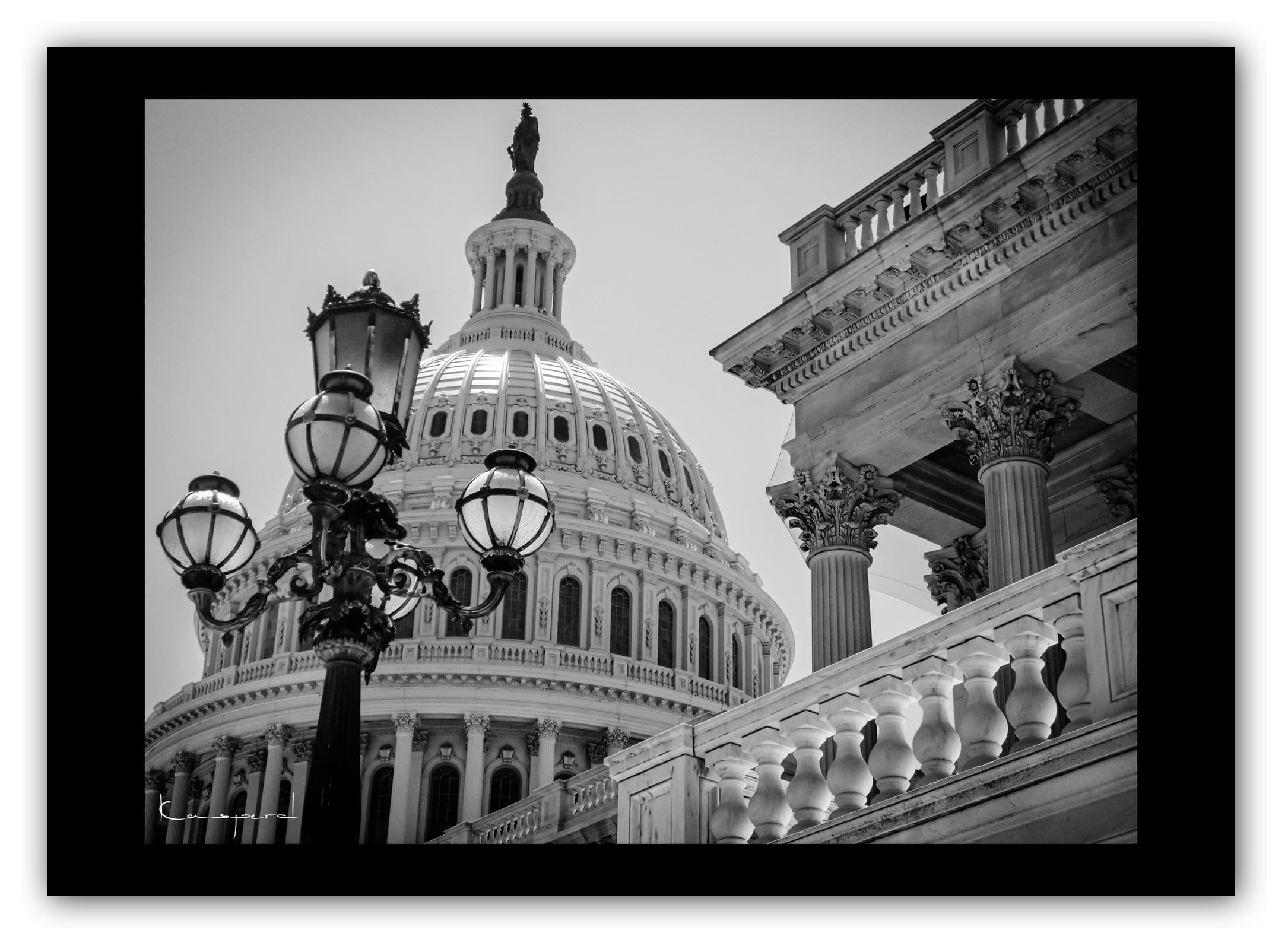 Poster Capitole (Washington - États-Unis). Affiches Formats 30x40 cm, 40x60 cm ou 50x70 cm. Impression sur Papier Photo. Décoration murale. Architecture. Noir et Blanc.