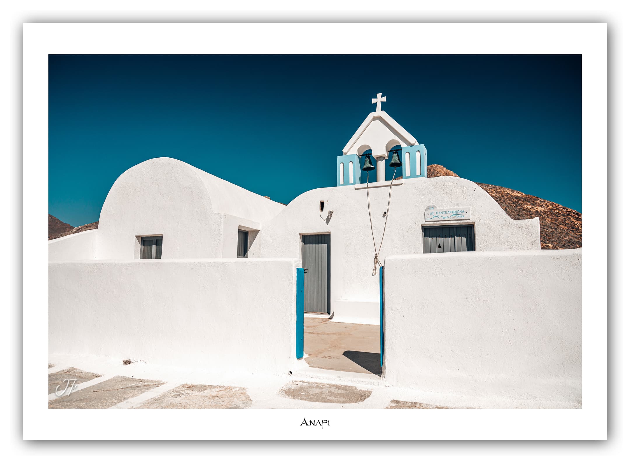 Générique Poster Chapelle des Cyclades (Grèce). Affiches Formats 30x40cm, 40x60 cm ou 50x70 cm. Impression sur Papier Photo. Décoration murale. Architecture. Mer.