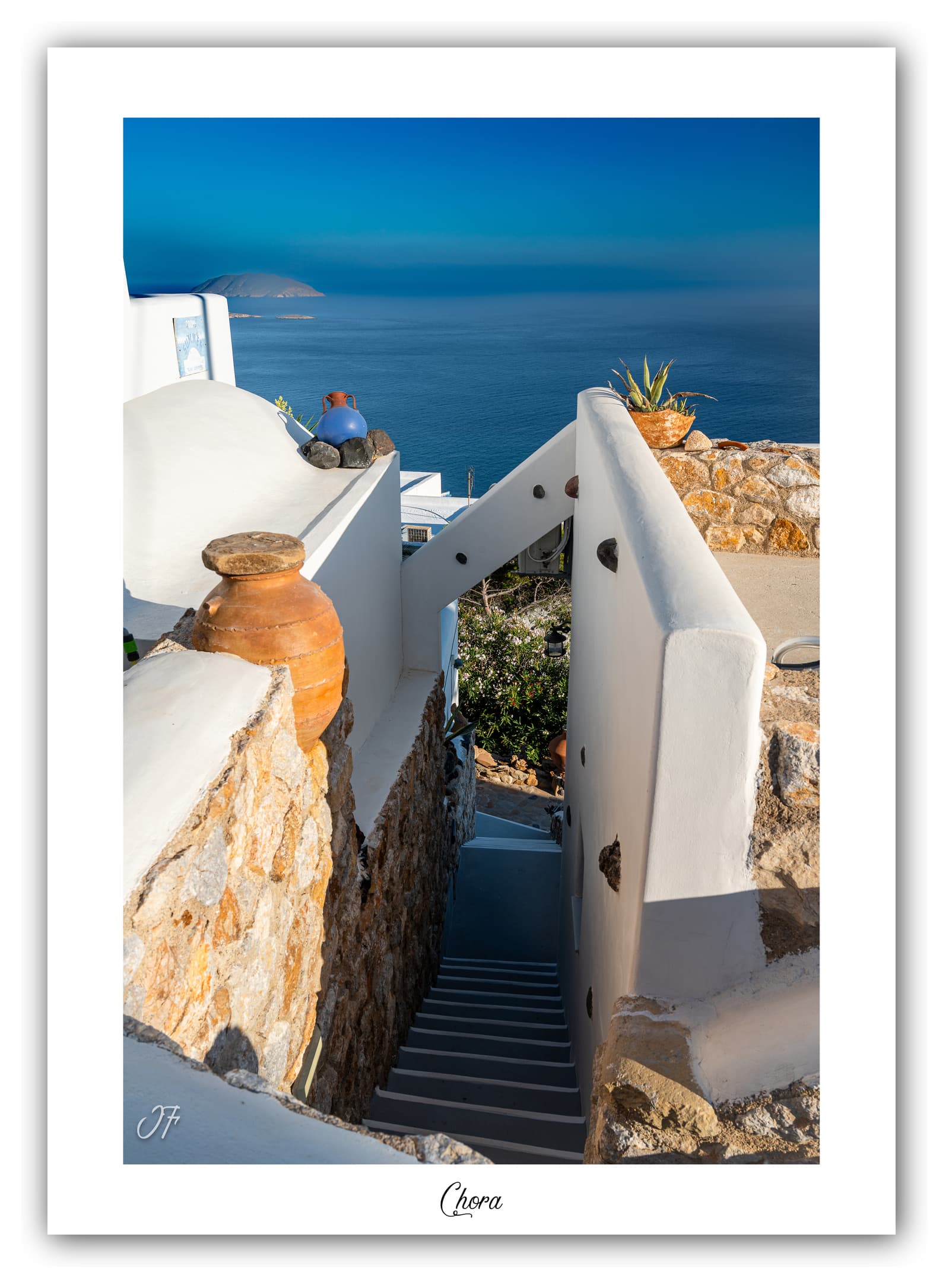 Générique Poster Chora (Anafi - Grèce). Affiches Formats 30x40cm, 40x60 cm ou 50x70 cm. Impression sur Papier Photo. Décoration murale. Architecture. Mer.