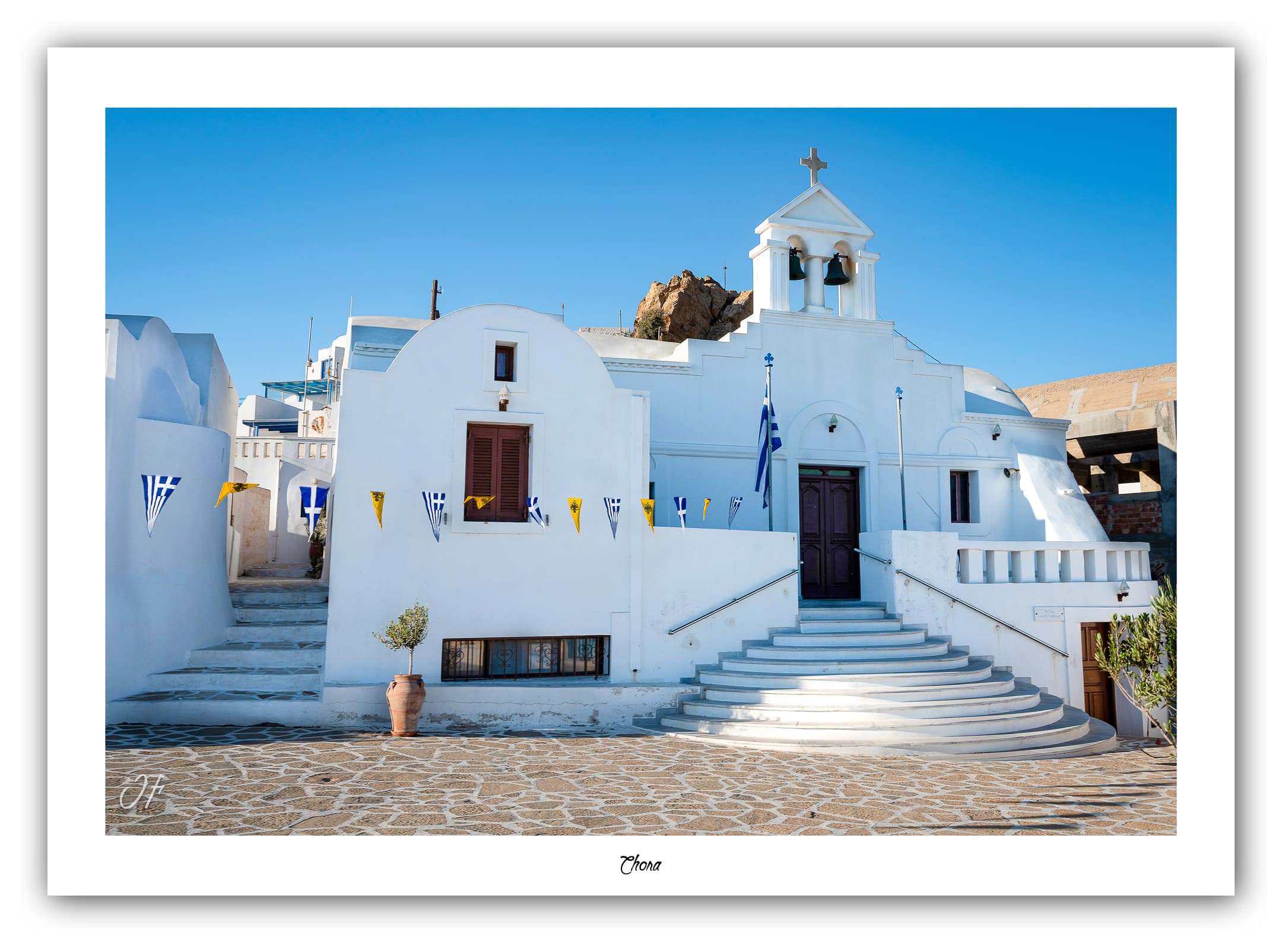 Générique Poster Chora (Anafi - Grèce). Affiches Formats 30x40cm, 40x60 cm ou 50x70 cm. Impression sur Papier Photo. Décoration murale. Architecture. Mer.