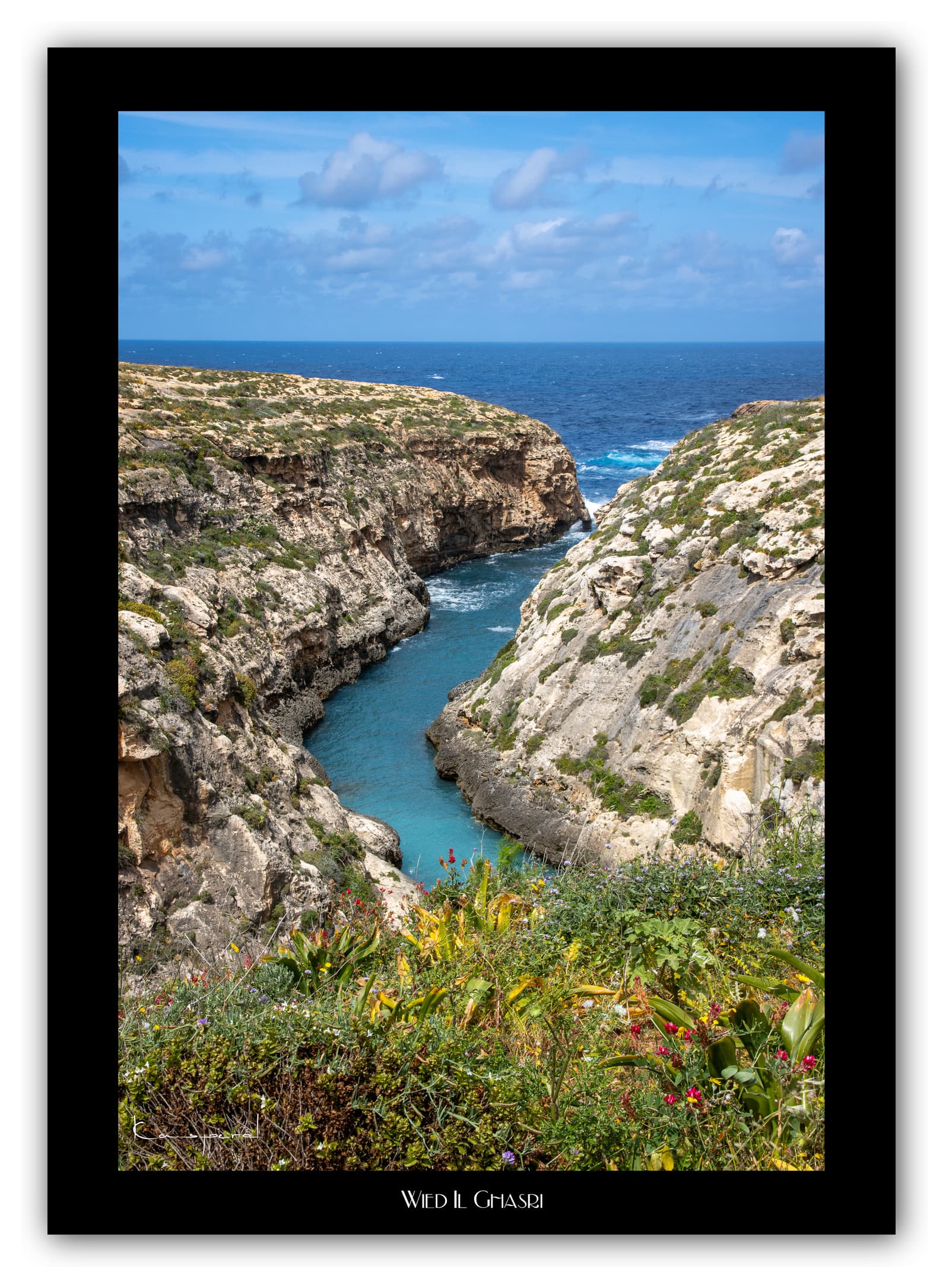 Générique Poster Wied Il-Ghasri (Gozo). Affiches Formats 30x40cm, 40x60 cm ou 50x70 cm. Impression sur Papier Photo. Décoration murale. Paysage. Mer. Îles.