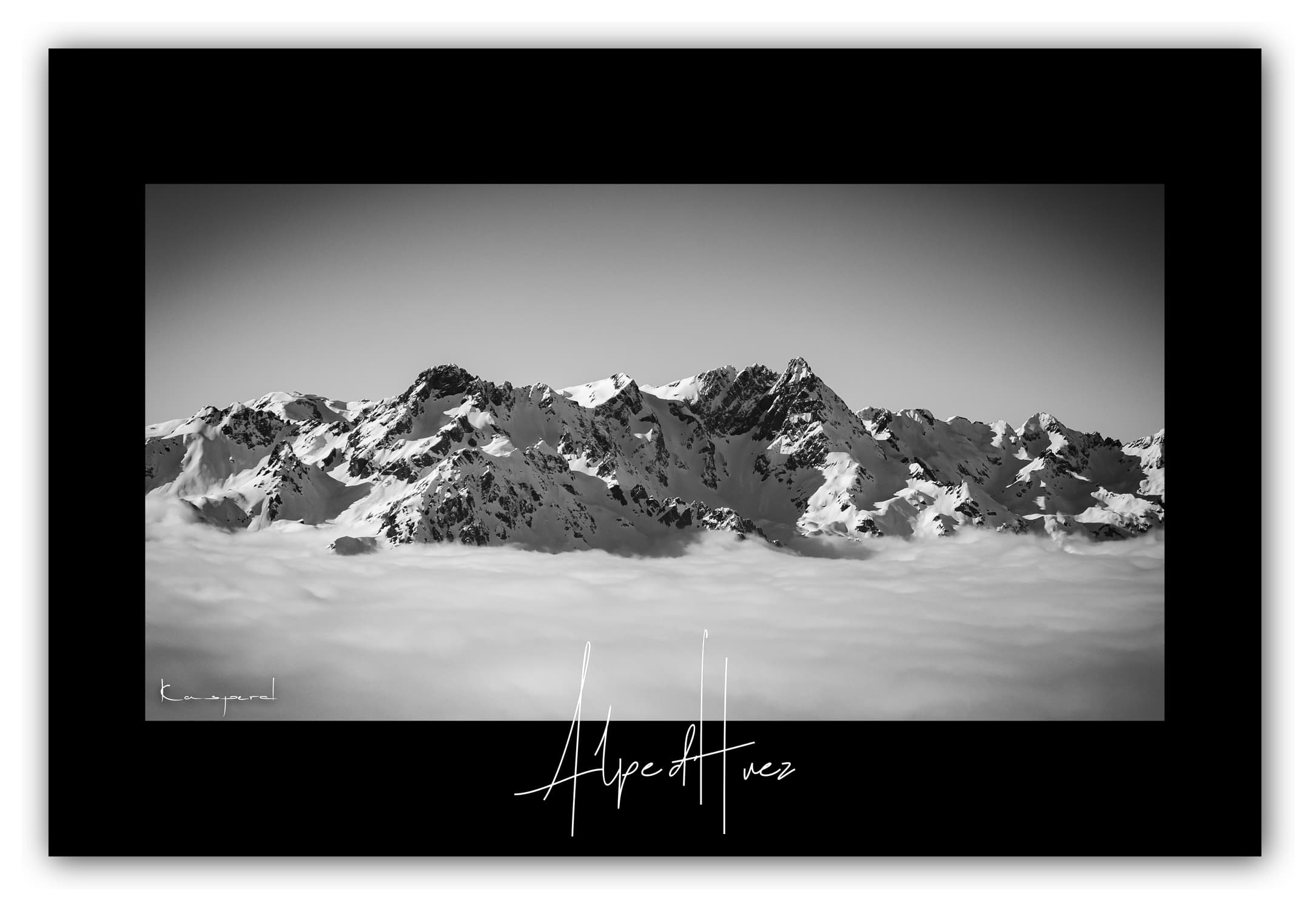 Poster Paysage d'Hiver en Isère - Les Alpes (France). Affiches Formats 30x40 cm, 40x60 cm ou 50x70 cm. Impression sur Papier Photo. Décoration murale. Paysage Montagne. Noir et Blanc.