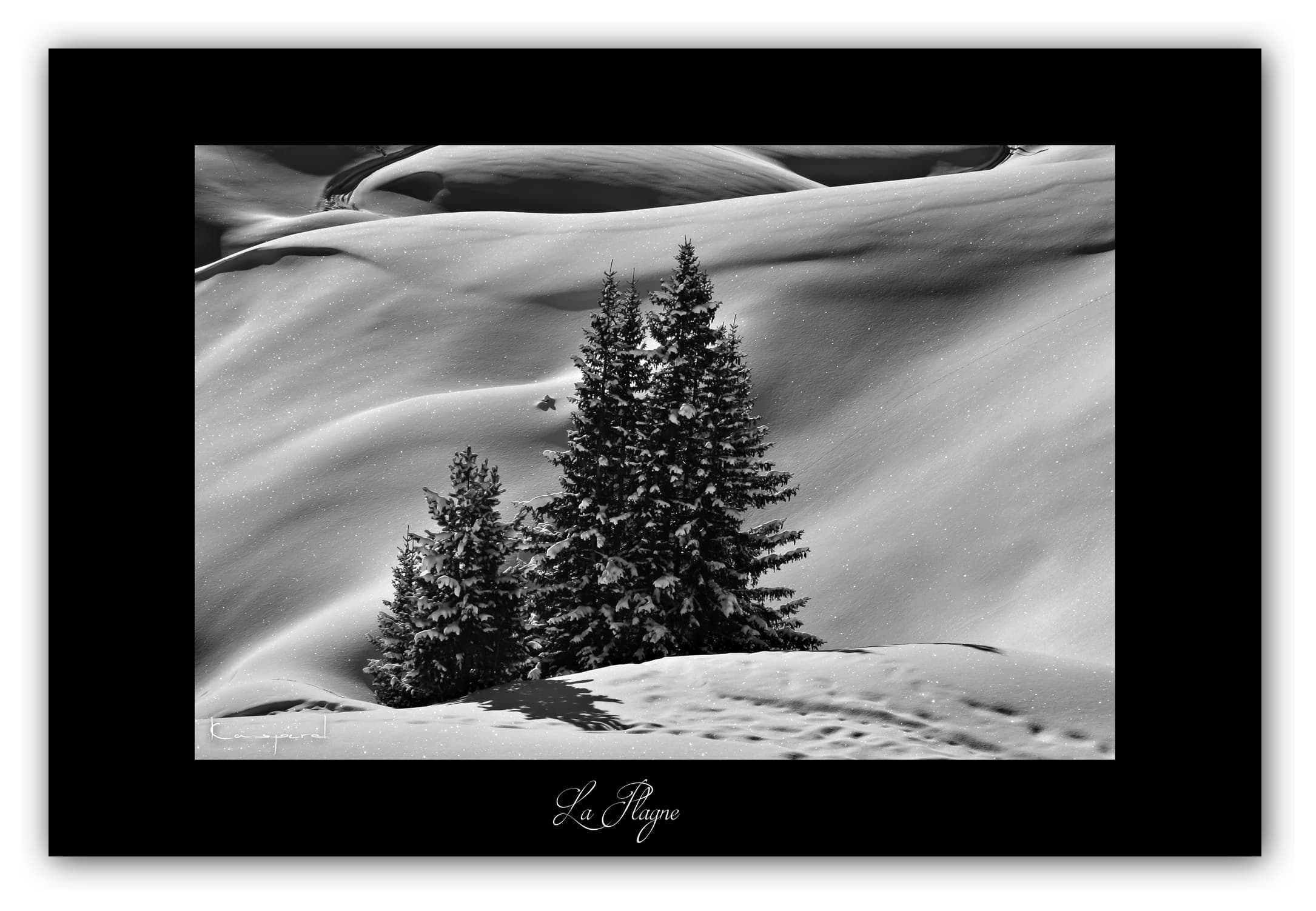 Poster Paysage d'Hiver en Savoie - Les Alpes (France). Affiches Formats 30x40 cm, 40x60 cm ou 50x70 cm. Impression sur Papier Photo. Décoration murale. Paysage Montagne. Noir et Blanc.