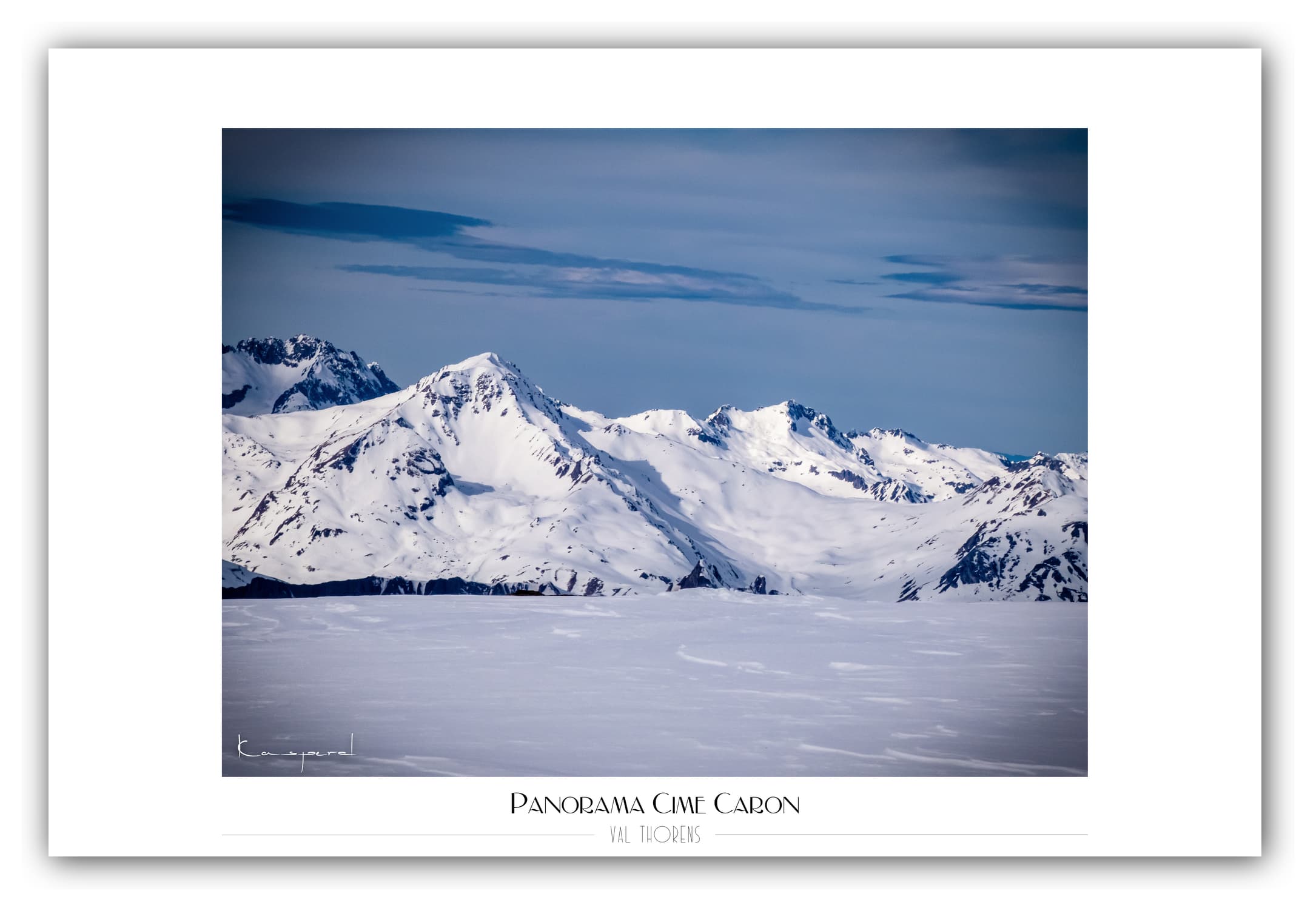 Poster Panorama Cime Caron - Les Alpes (France). Affiches Formats 30x40 cm, 40x60 cm ou 50x70 cm. Impression sur Papier Photo. Décoration murale. Paysage Montagne.