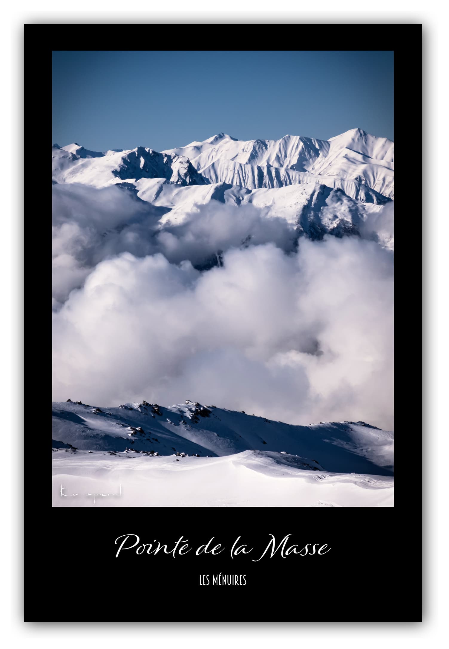 Poster Les Ménuires - Les Alpes (France). Affiches Formats 30x40 cm, 40x60 cm ou 50x70 cm. Impression sur Papier Photo. Décoration murale. Paysage Montagne.