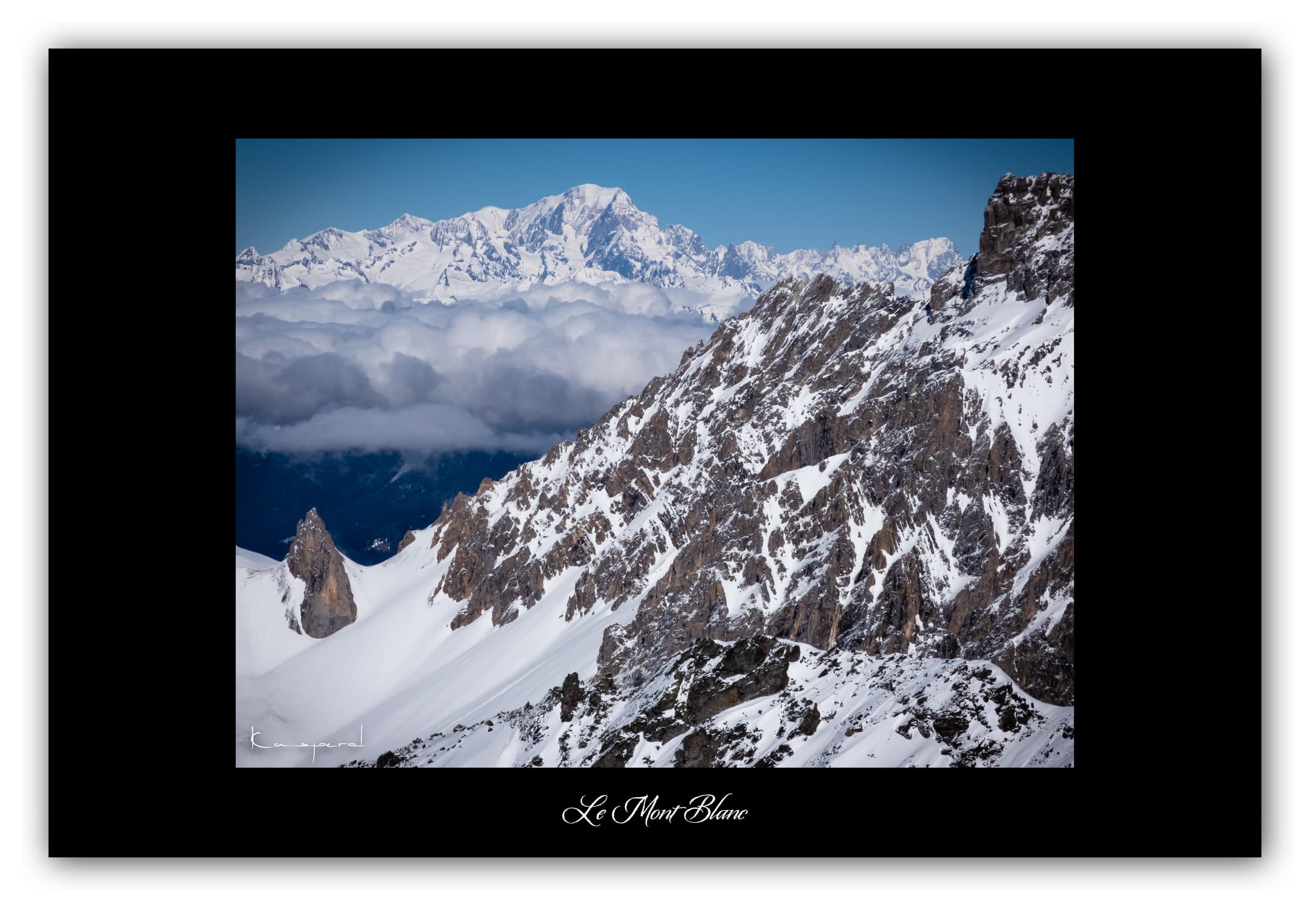Poster Le Mont Blanc - Les Alpes (France). Affiches Formats 30x40 cm, 40x60 cm ou 50x70 cm. Impression sur Papier Photo ou alu-dibond. Décoration murale. Paysage Montagne.