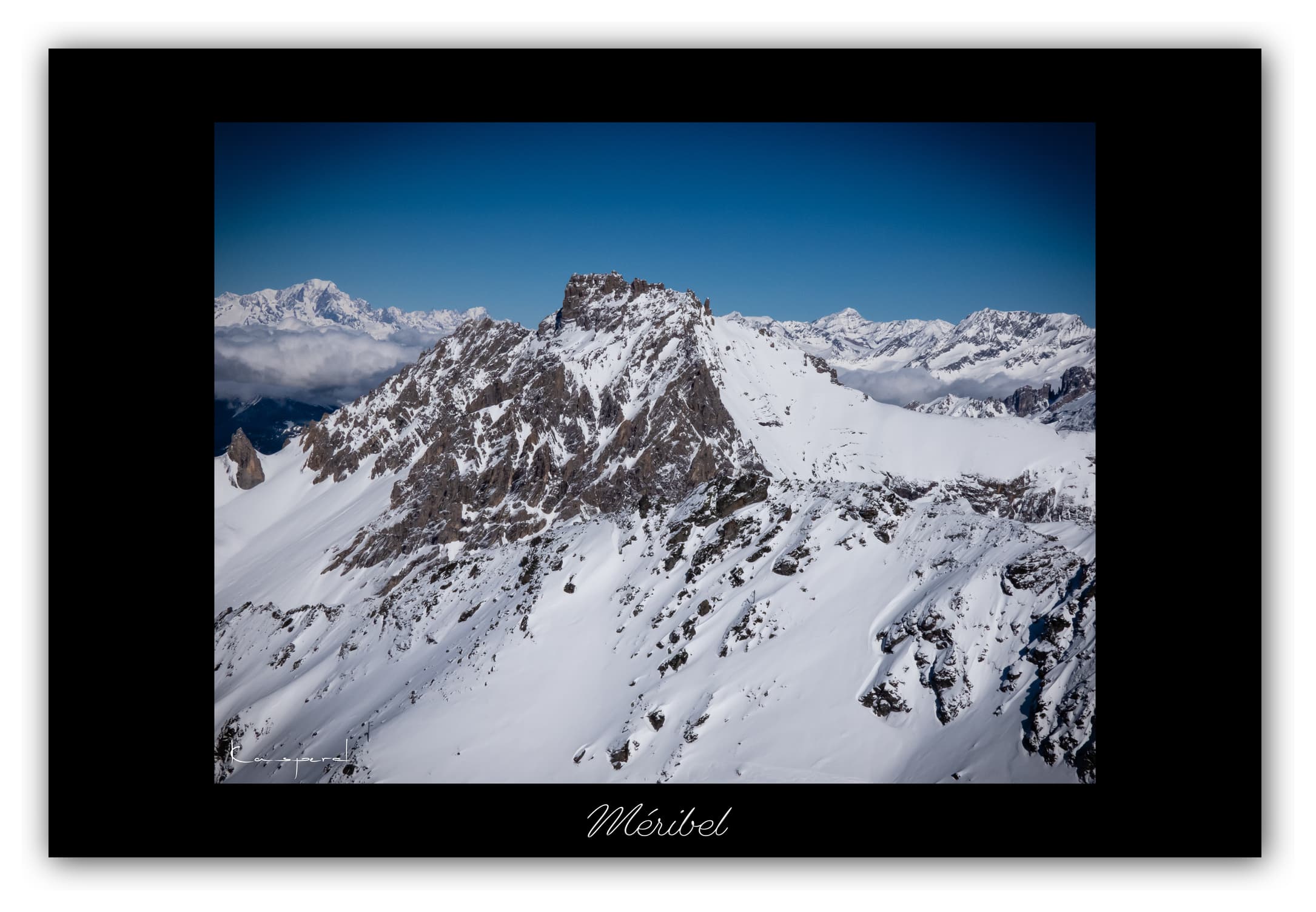 Poster Méribel - Les Alpes (France). Affiches Formats 30x40 cm, 40x60 cm ou 50x70 cm. Impression sur Papier Photo. Décoration murale. Paysage Montagne.
