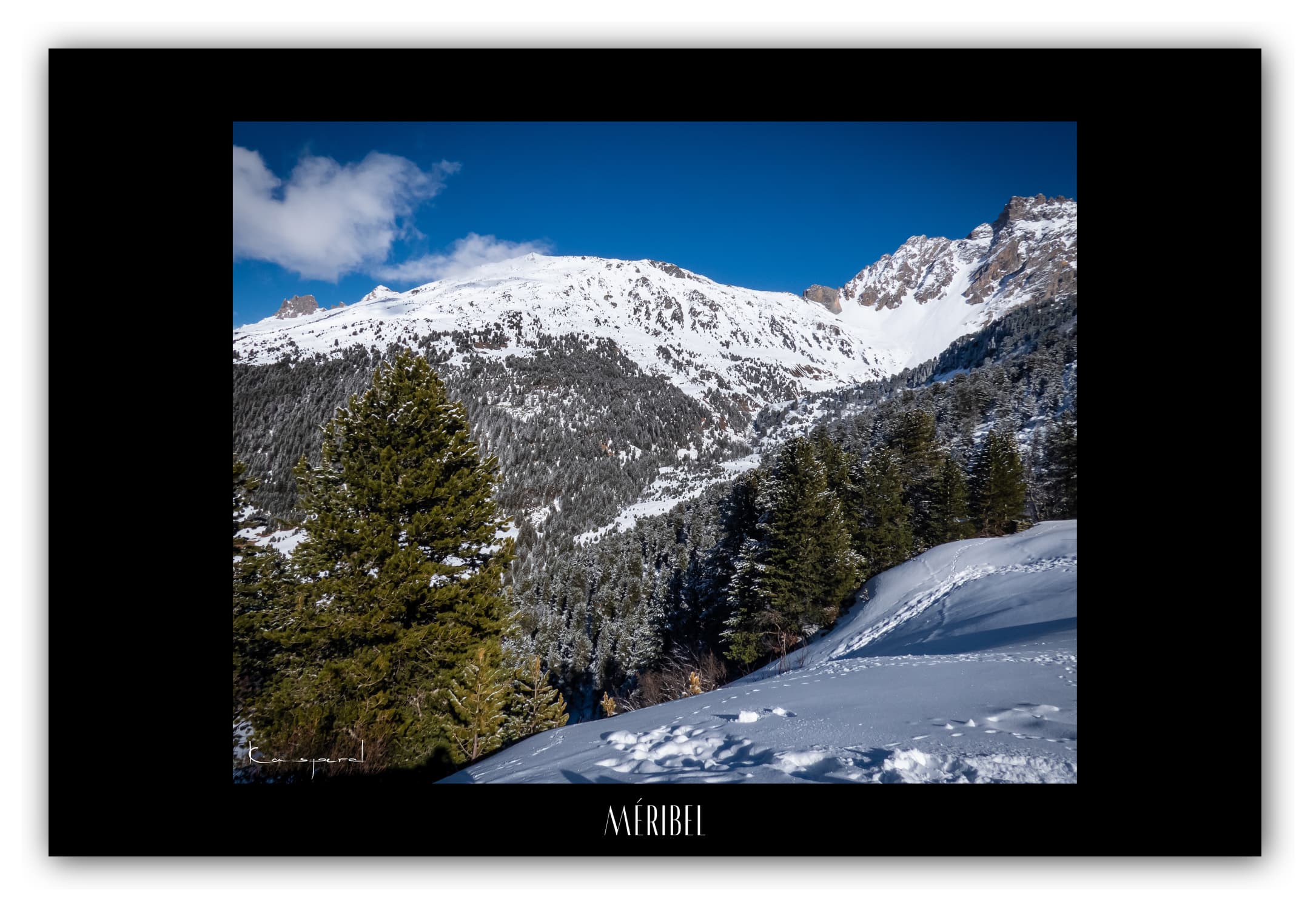 Poster Méribel - Les Alpes (France). Affiches Formats 30x40 cm, 40x60 cm ou 50x70 cm. Impression sur Papier Photo. Décoration murale. Paysage Montagne.