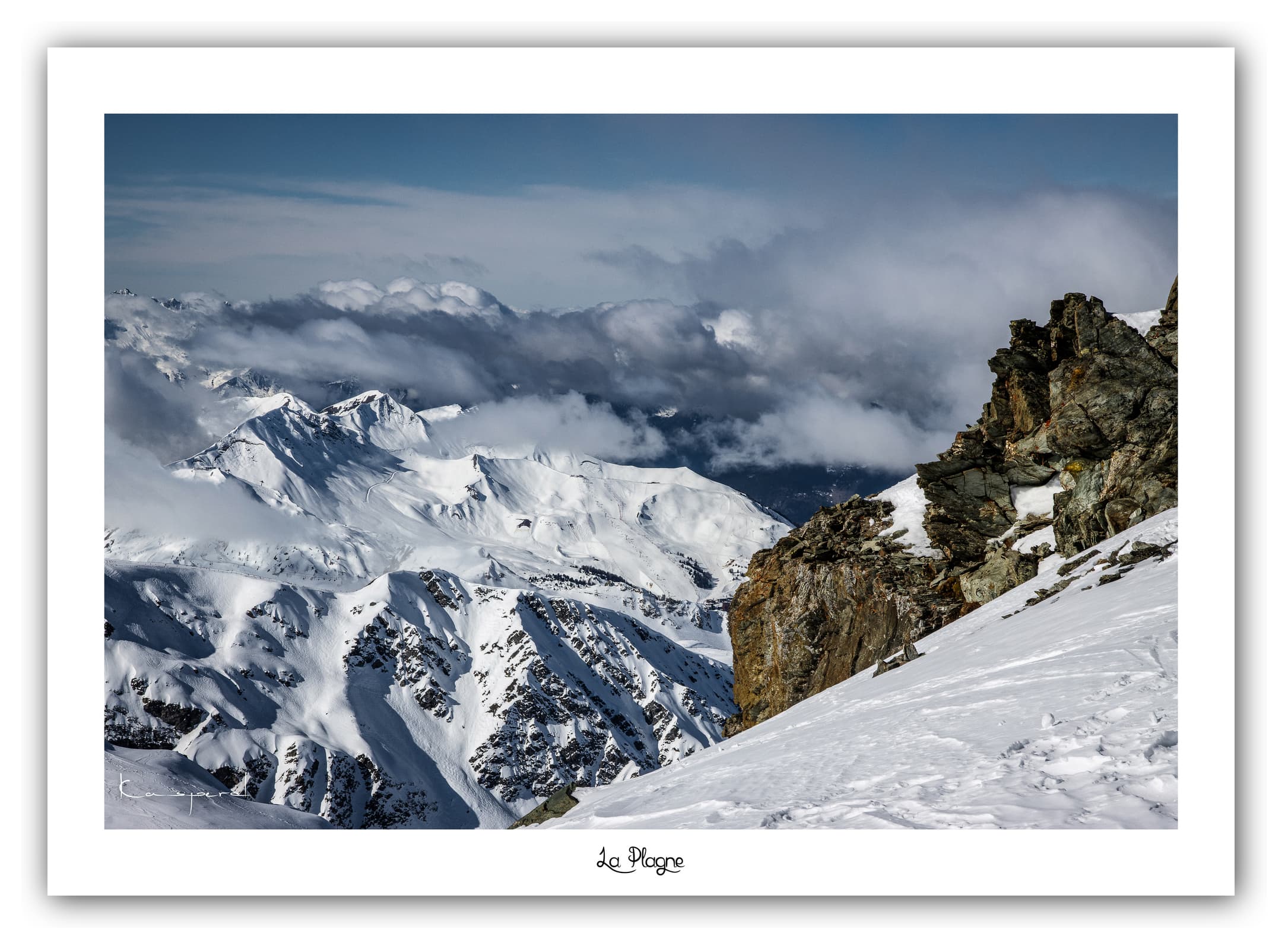 Poster La Plagne - Les Alpes (France). Affiches Formats 30x40 cm, 40x60 cm ou 50x70 cm. Impression sur Papier Photo. Décoration murale. Paysage. Montagne.