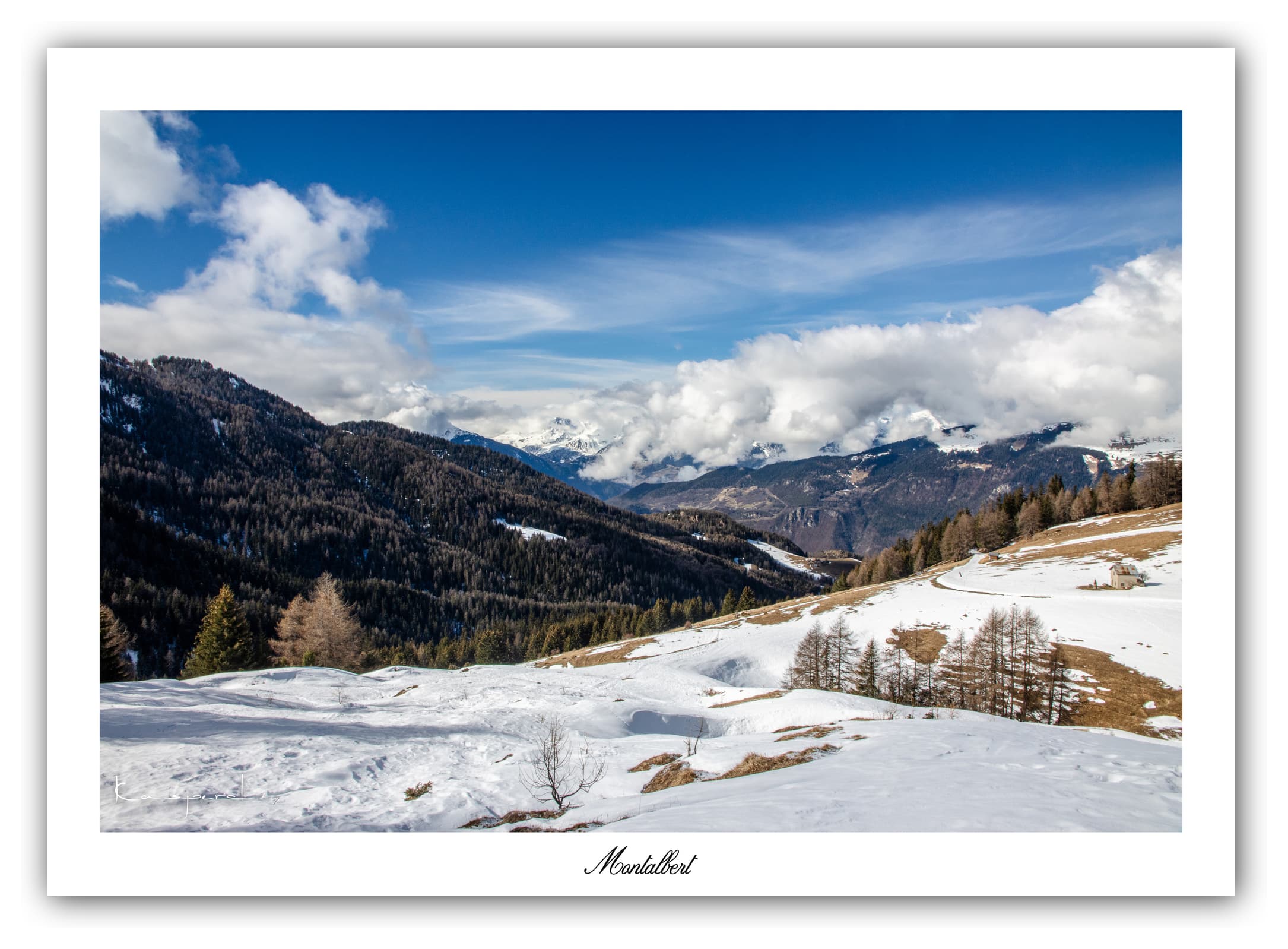 Poster Montalbert - Les Alpes (France). Affiches Formats 30x40 cm, 40x60 cm ou 50x70 cm. Impression sur Papier Photo. Décoration murale. Paysage. Montagne.