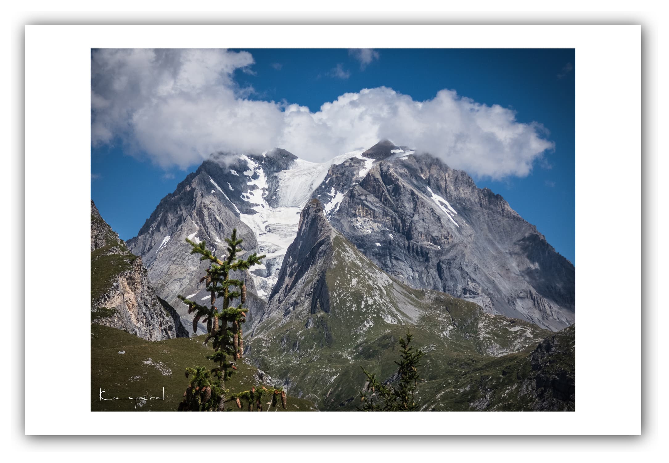 Poster La Grande Casse - Savoie (Les Alpes - France). Affiches Formats 30x40 cm, 40x60 cm ou 50x70 cm. Impression sur Papier Photo. Décoration murale. Paysage montagne. Eté.
