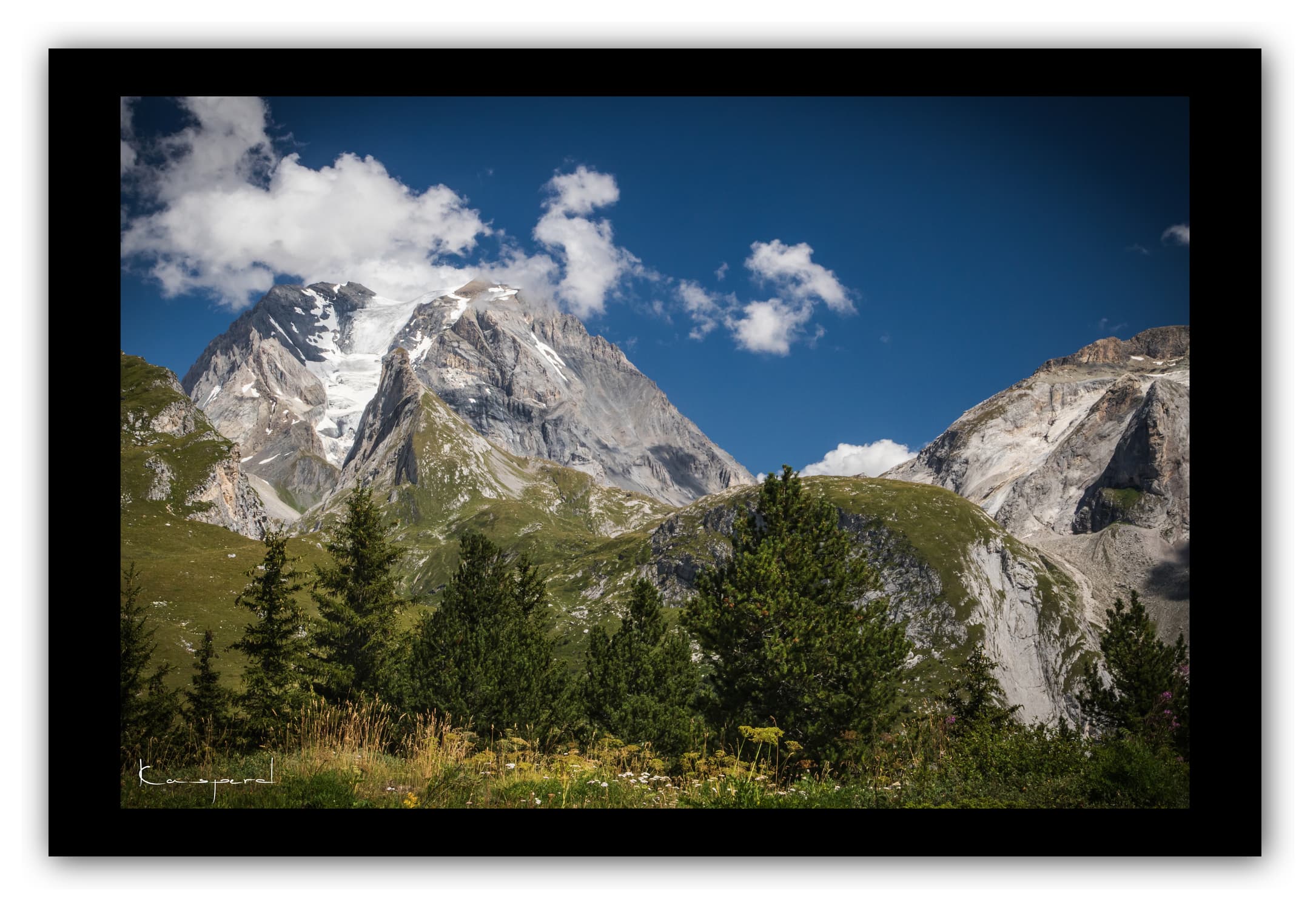 Poster La Grande Casse - Savoie (Les Alpes - France). Affiches Formats 30x40 cm, 40x60 cm ou 50x70 cm. Impression sur Papier Photo. Décoration murale. Paysage montagne. Eté.