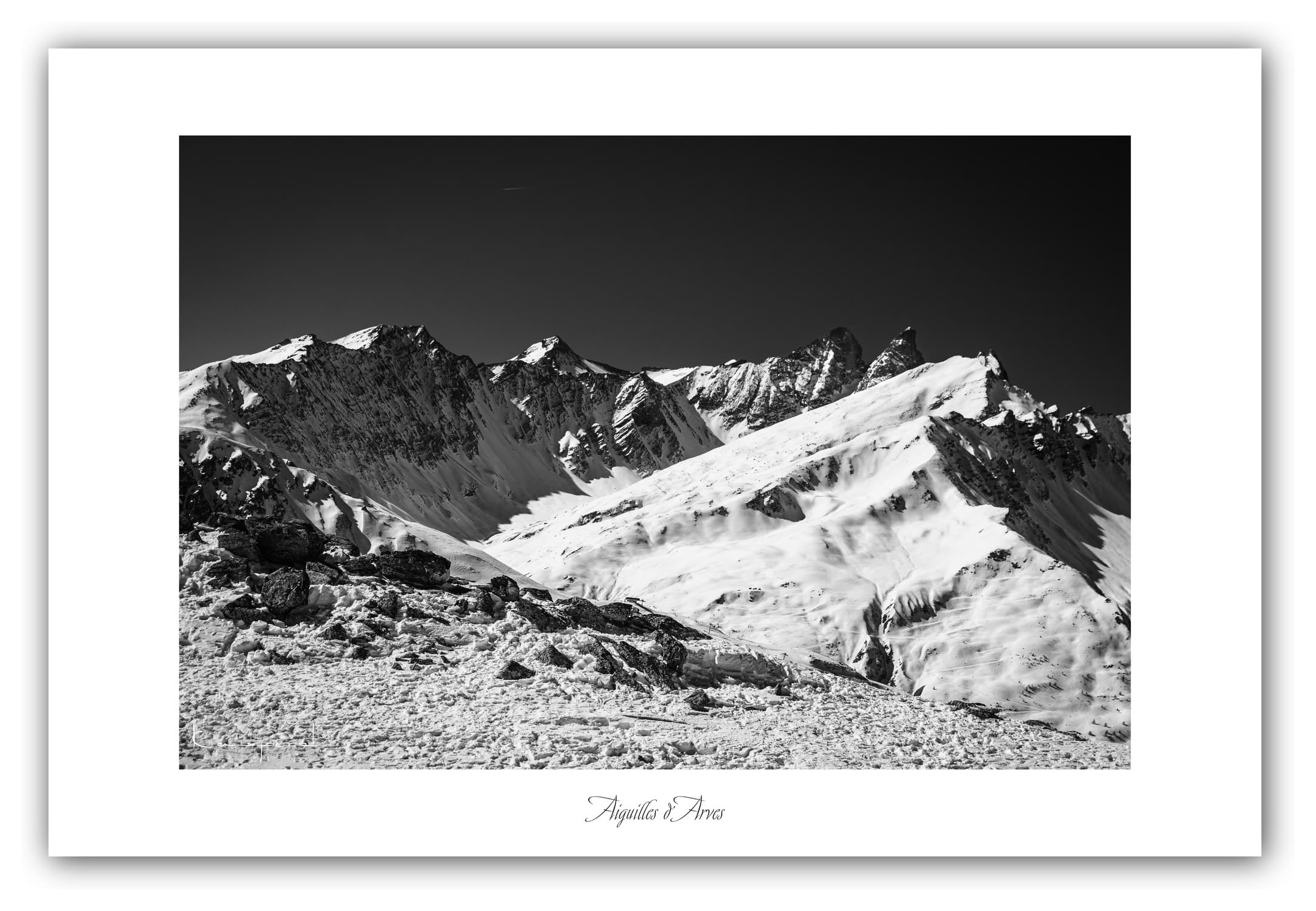 Poster Aiguilles d'Arves à Valloire - Savoie (France). Affiches Formats 30x40 cm, 40x60 cm ou 50x70 cm. Impression sur Papier Photo. Décoration murale. Nature. Paysage. Panorama. Montagne.