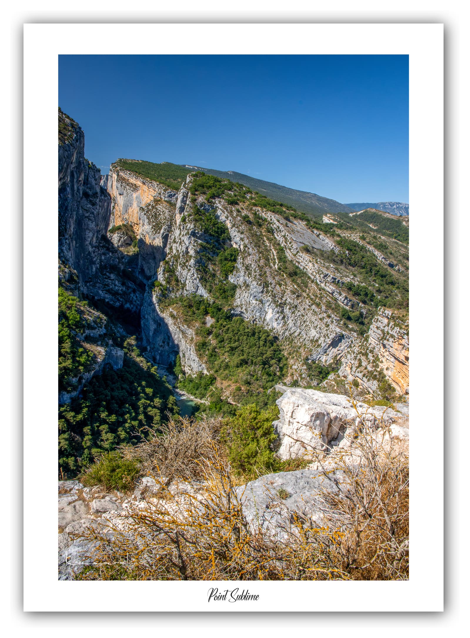 Poster Le Point Sublime (Gorges du Verdon - France). Affiches Formats 30x40 cm, 40x60 cm ou 50x70 cm. Impression sur Papier Photo. Décoration murale. Paysage. Montagne. Panorama.