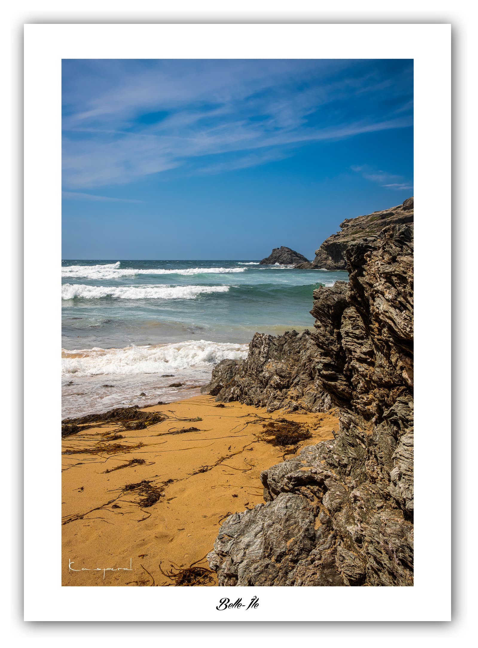 Poster Plage de Donnant (Bretagne - France). Affiches Formats 30x40cm, 40x60 cm ou 50x70 cm. Impression sur Papier Photo. Décoration murale. Paysage. Océan.