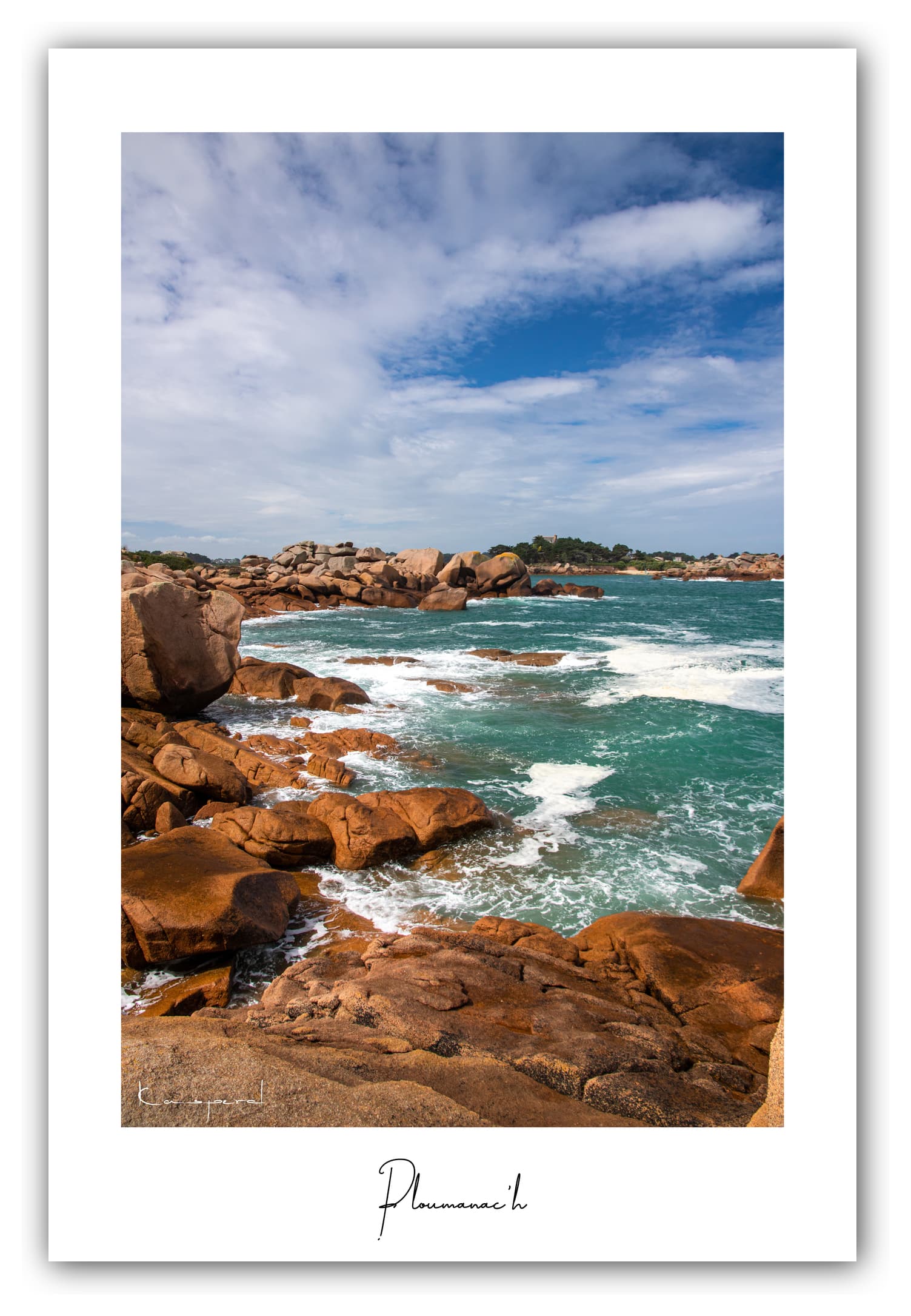 Poster Ploumanac'h - Bretagne (France). Affiches Formats 30x40 cm, 40x60 cm ou 50x70 cm. Impression sur Papier Photo. Décoration murale. Paysage. Mer. Phare.
