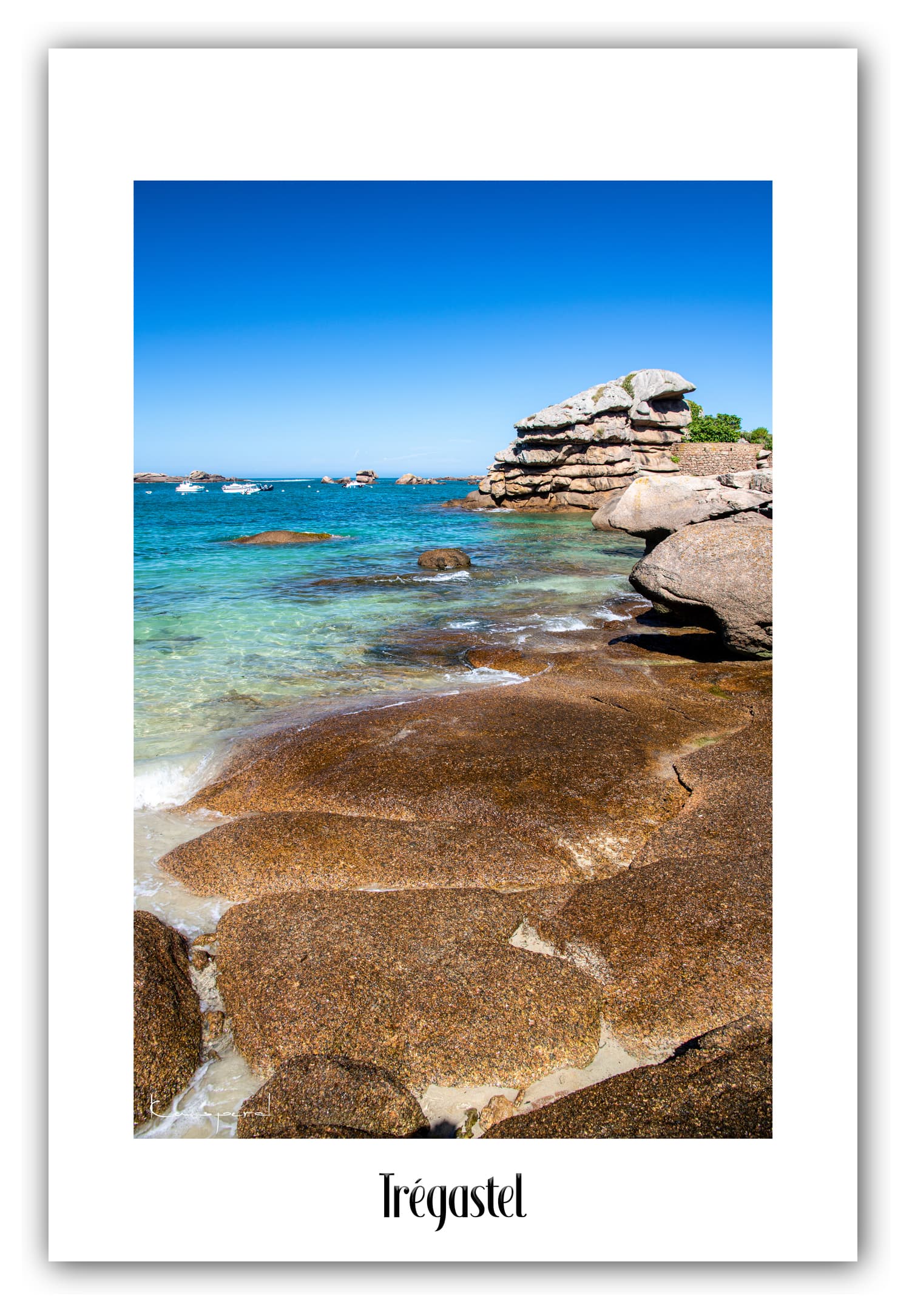 Poster Trégastel - Bretagne (France). Affiches Formats 30x40 cm, 40x60 cm ou 50x70cm. Impression sur Papier Photo. Décoration murale. Paysage. Mer. Phare.