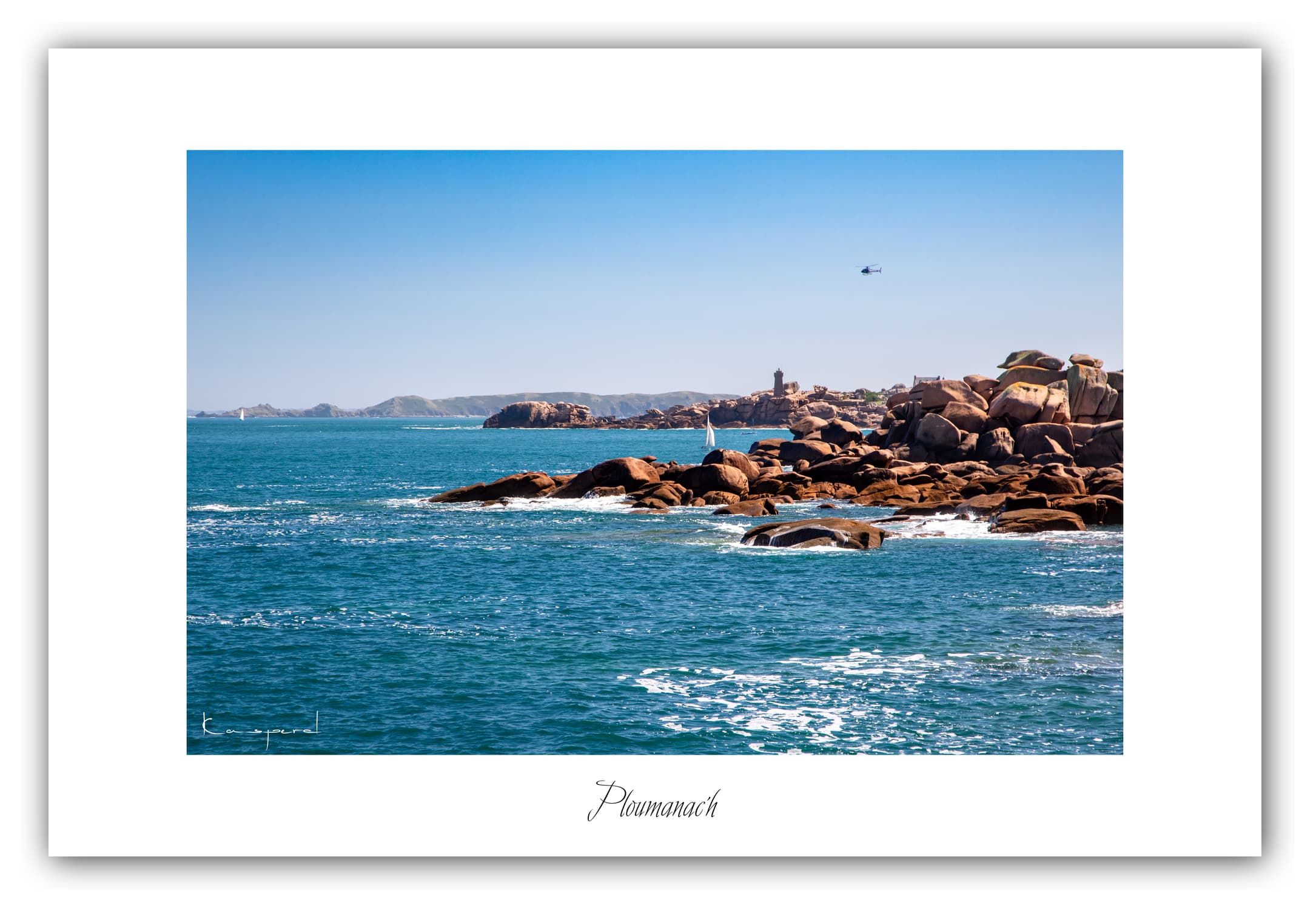 Poster Trégastel - Bretagne (France). Affiches Formats 30x40 cm, 40x60 cm ou 50x70cm. Impression sur Papier Photo. Décoration murale. Paysage. Mer. Phare.