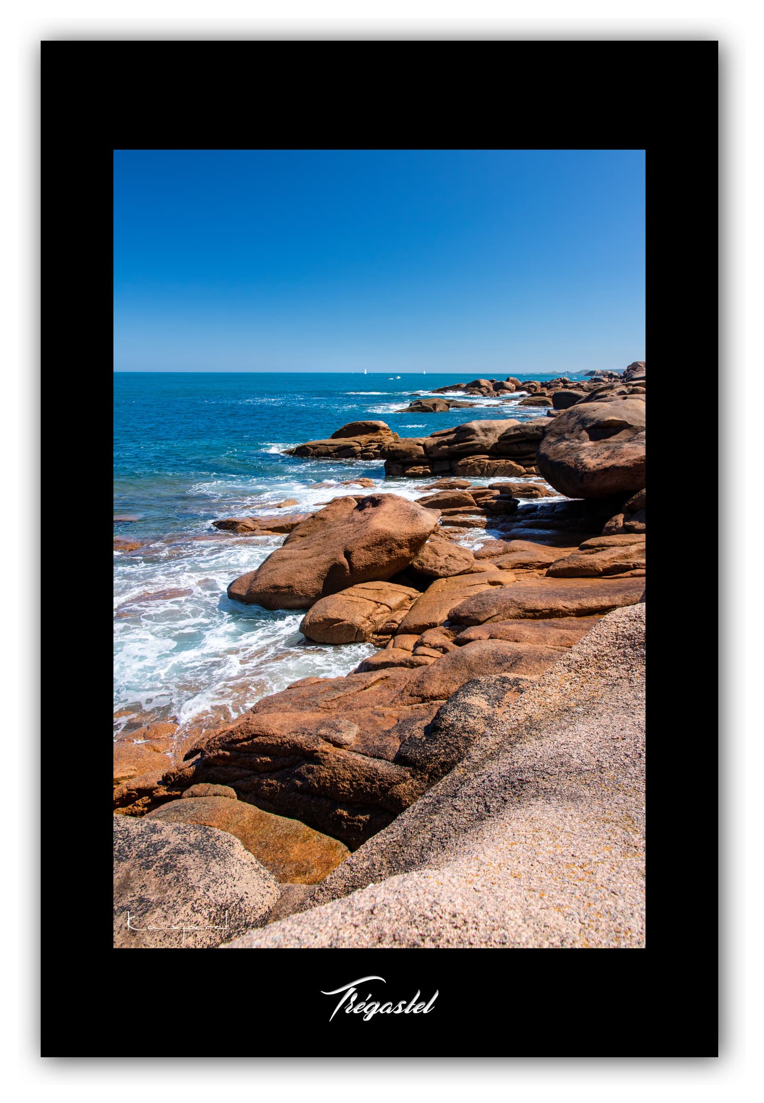 Poster Trégastel - Bretagne (France). Affiches Formats 30x40 cm, 40x60 cm ou 50x70cm. Impression sur Papier Photo. Décoration murale. Paysage. Mer. Phare.