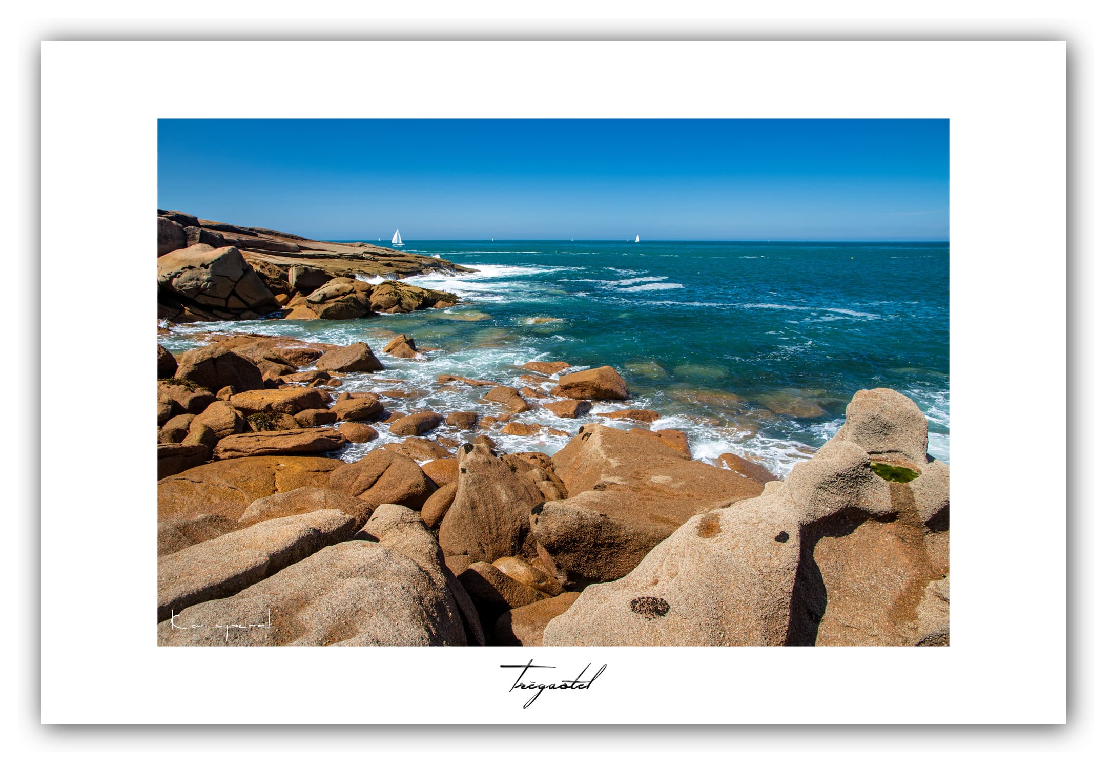 Poster Trégastel - Bretagne (France). Affiches Formats 30x40 cm, 40x60 cm ou 50x70 cm. Impression sur Papier Photo. Décoration murale. Paysage. Mer. Phare.