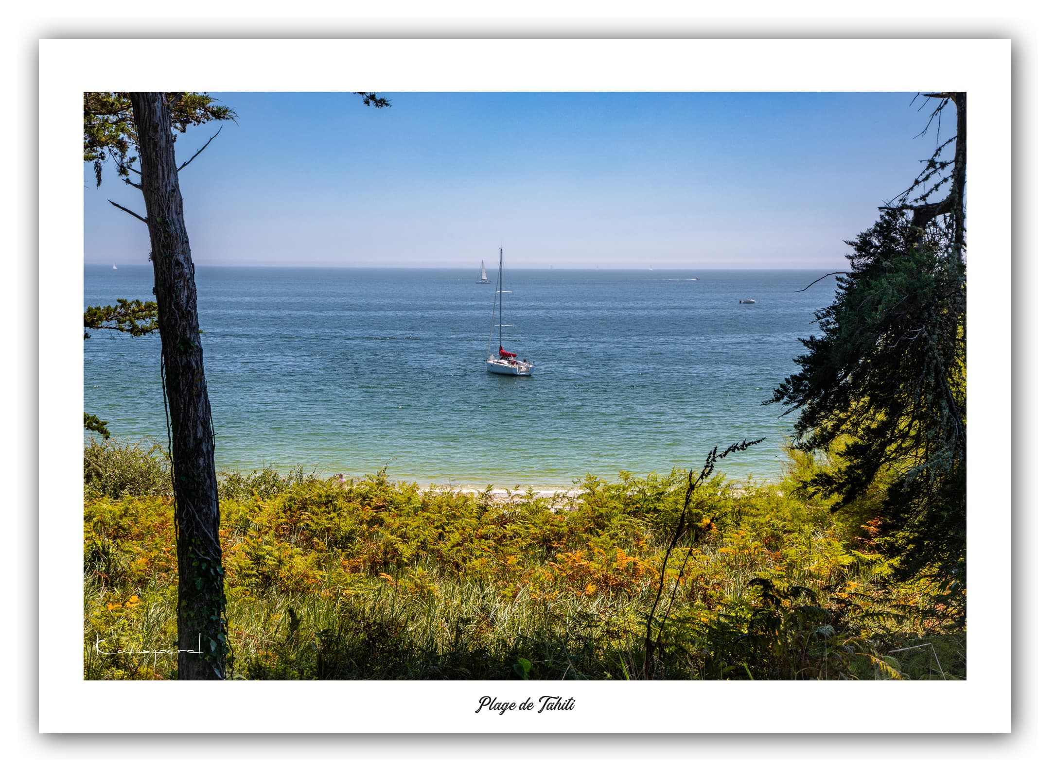 Poster Plage de Tahiti (Bretagne - France). Affiches Formats 30x40cm, 40x60 cm ou 50x70 cm. Impression sur Papier Photo. Décoration murale. Paysage. Mer.