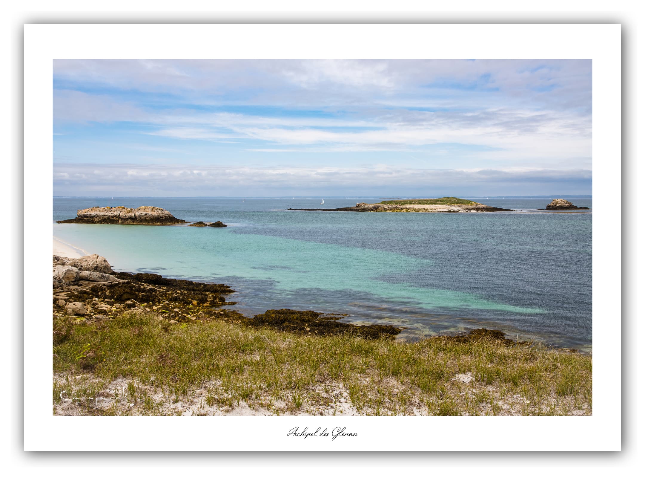 Poster Îles Glénan (Bretagne - France). Affiches Formats 30x40cm, 40x60 cm ou 50x70 cm. Impression sur Papier Photo. Décoration murale. Paysage. Océan. Îles.