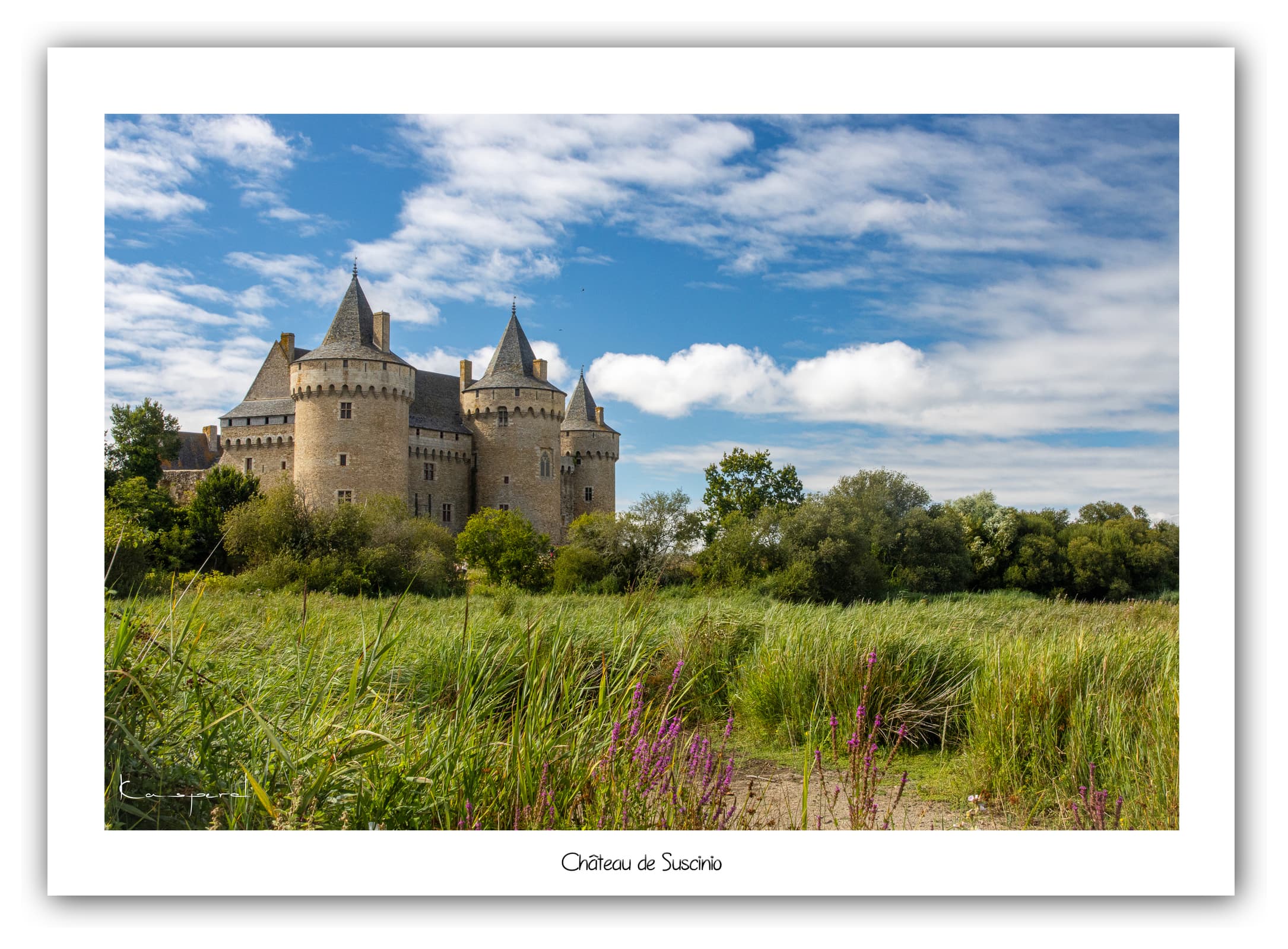 Poster Château de Suscinio (Bretagne - France). Affiches Formats 30x40cm, 40x60 cm ou 50x70 cm. Impression sur Papier Photo. Décoration murale. Paysage. Panorama.
