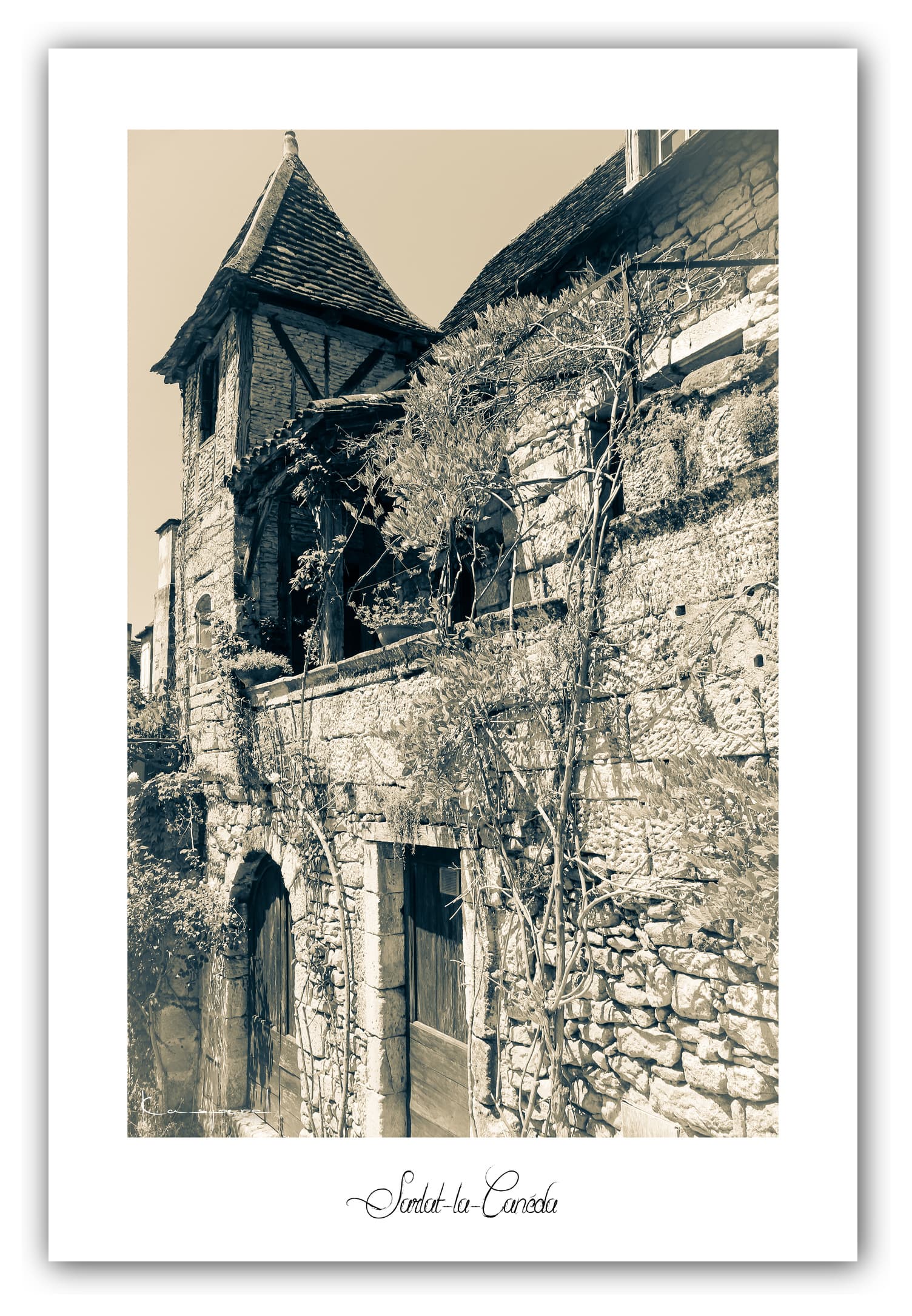 Poster Sarlat-la-Canéda - Dordogne (France). Affiches Formats 30x40 cm, 40x60 cm ou 50x70 cm. Impression sur Papier Photo. Décoration murale. Paysage. Architecture.
