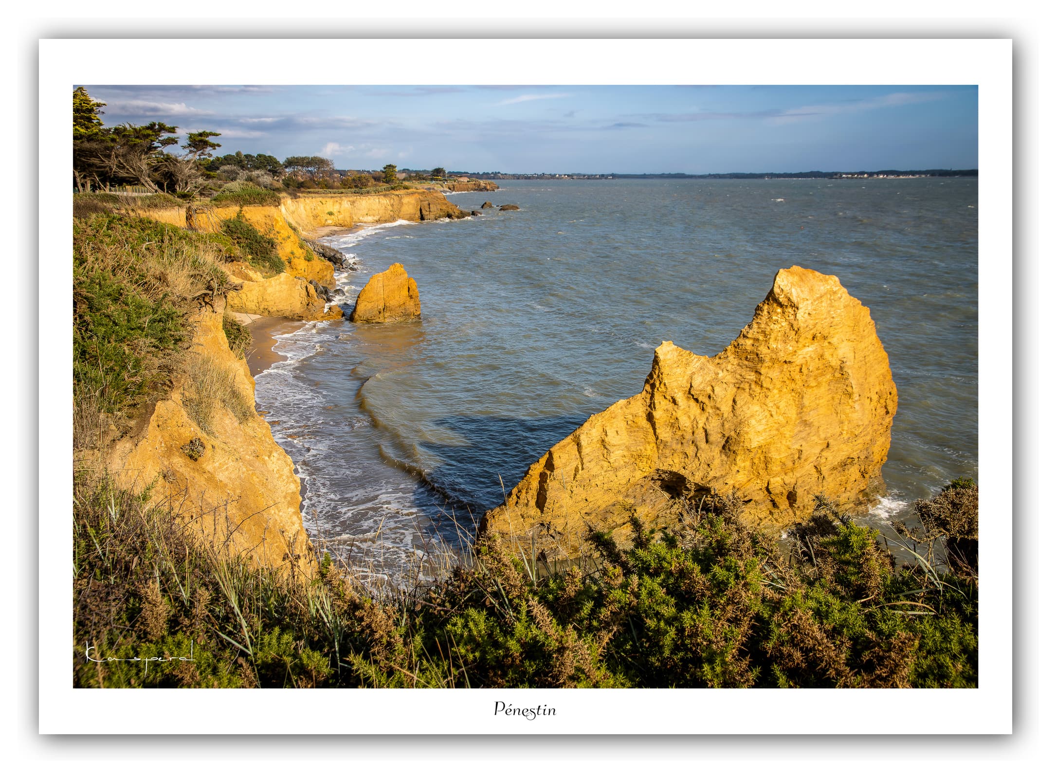 Poster Pénestin (Bretagne - France). Affiches Formats 30x40cm, 40x60 cm ou 50x70 cm. Impression sur Papier Photo. Décoration murale. Paysage. Plage.