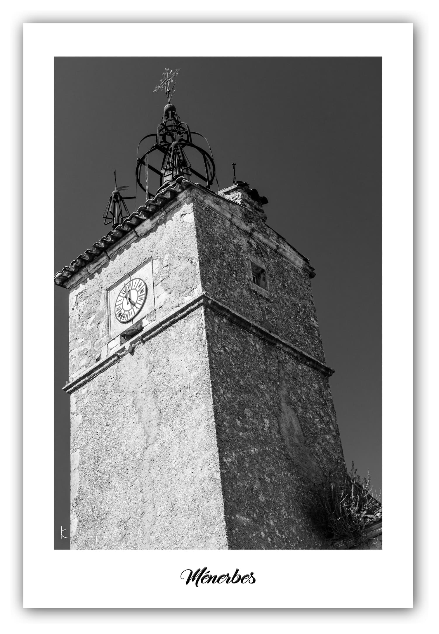 Poster Ménerbes (Vaucluse - France). Affiches Formats 30x40 cm, 40x60 cm, 50x70 cm. Impression sur Papier Photo. Décoration murale. Village. Architecture.